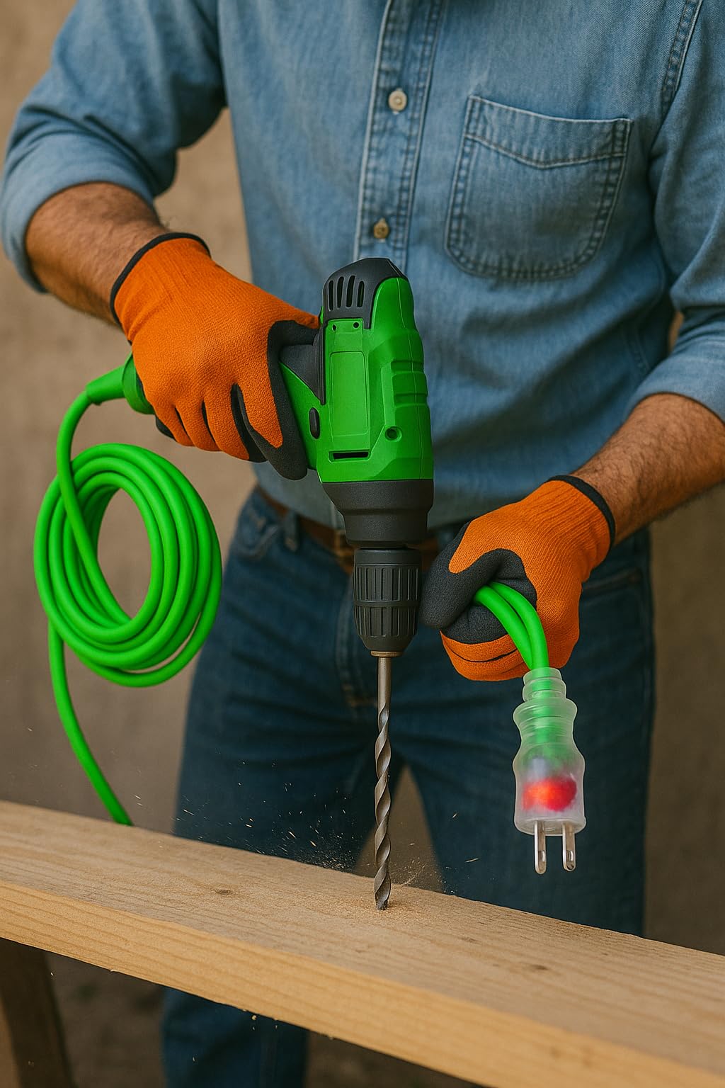 pizety 100 ft 10 Gauge Extension Cords 10 3 Contractor Grade 100 feet 10 Gauge Power Extension Cord 10/3 Plug Extension Cord with Lighted Ends (100 ft 10 Gauge Green Waterproof Extension Cord