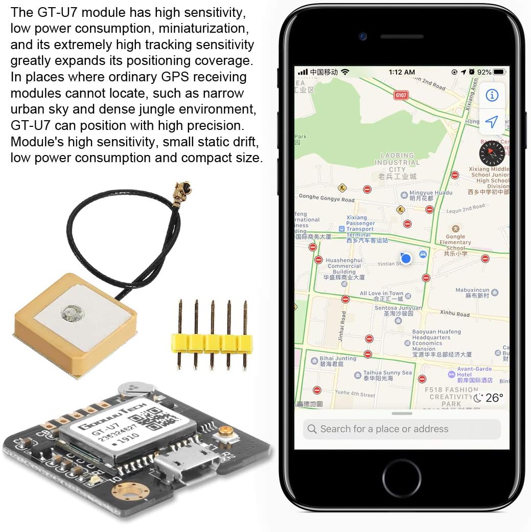 Doudou et Compagnie 2pcs GT-U7 NEO-6M, STM32, Doudou GPS Module, High Sensitivity, Low Power Consumption, Compatible