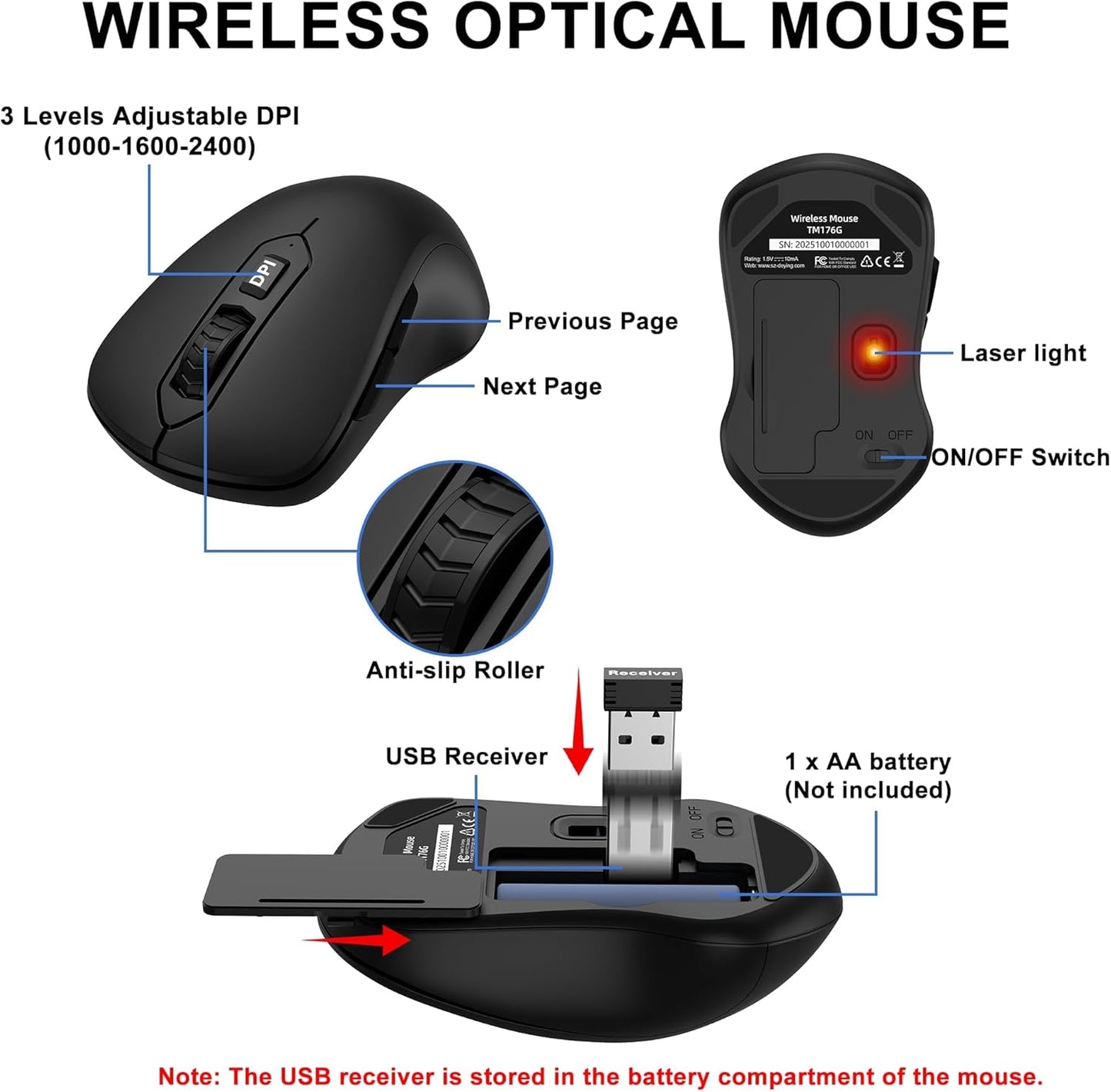 EDJO 3 2.4G Wireless Keyboard and Mouse Combo, Full Size Quiet Key Computer Keyboard and Cordless Mice with DPI