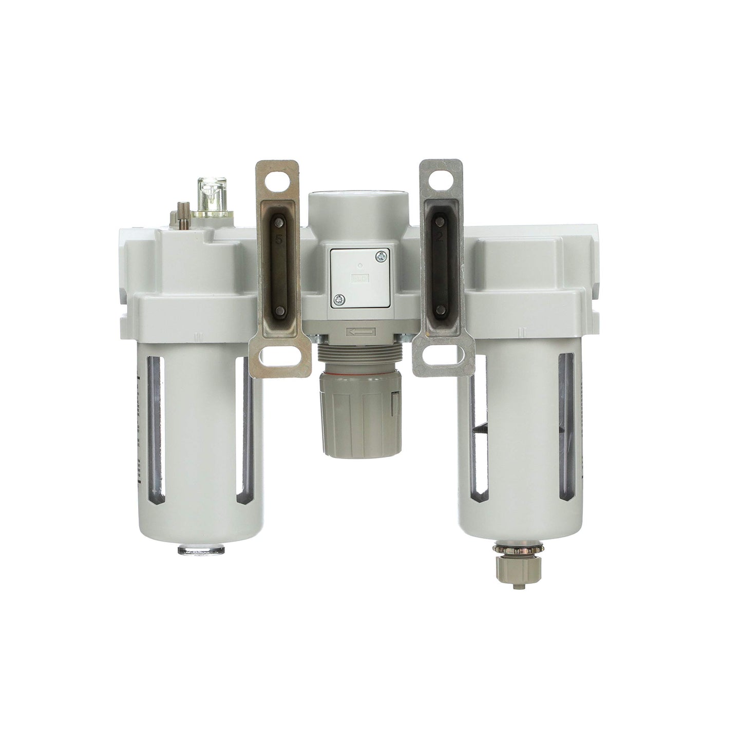 PneumaticPlus SAU400-N04G Compressed Air Filter Regulator Lubricator Combo 1/2" NPT - Poly Bowl, Manual Drain, Bracket, Gauge