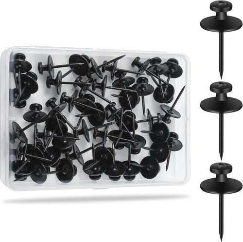 KURUI Double Headed Nails - 60Pcs Renter-Friendly Picture Hanging Kit | Wall Hangers for Home & Office - Black