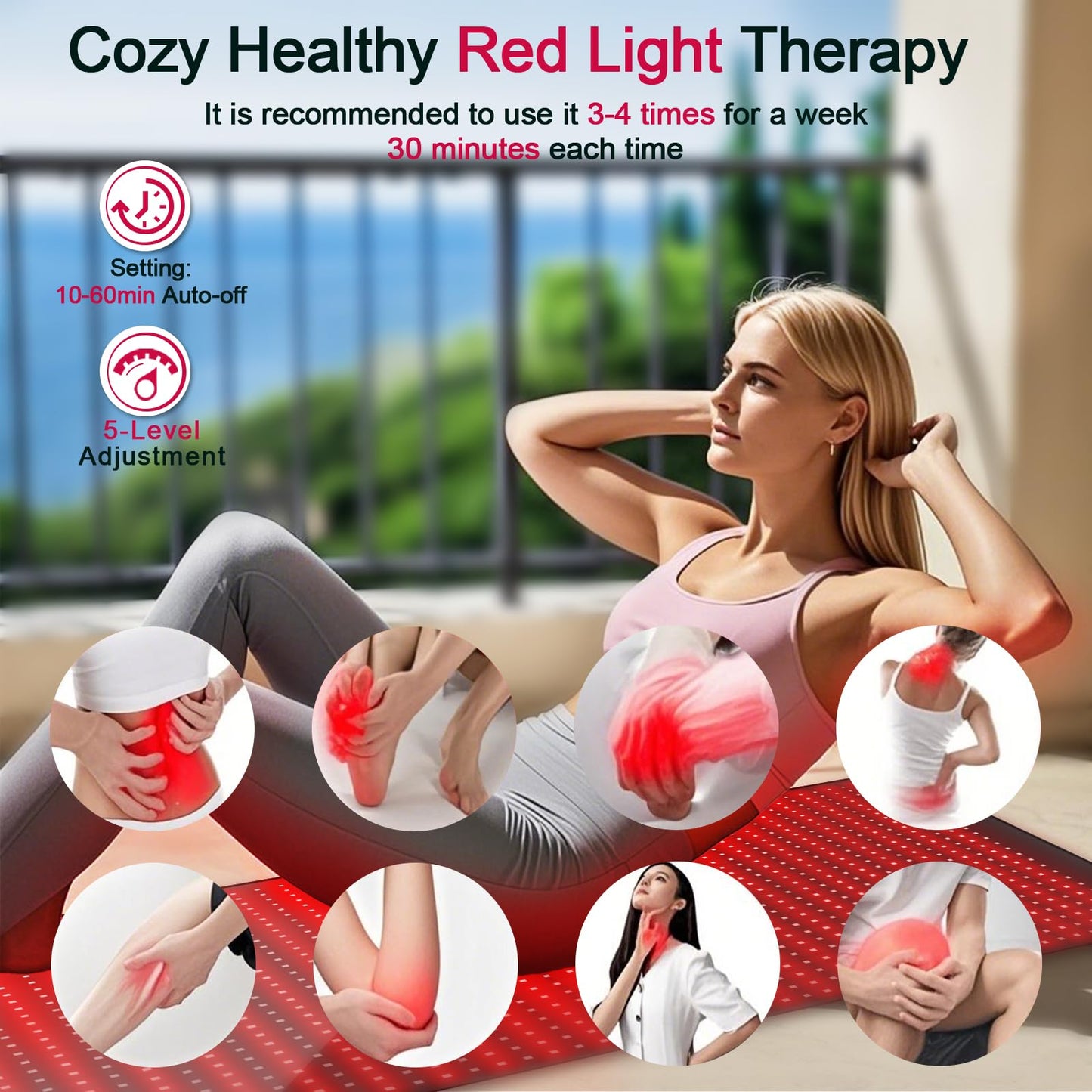 Full Body Red Light Therapy Mat - 71"x35" Bed Size Infrared Red Light Mat, 1350pcs LEDs 3 Wavelengths 4 Modes 5 Levels, Ideal Relaxation, Father's Day Gift for Spring Wellness, Muscle & Skin Care