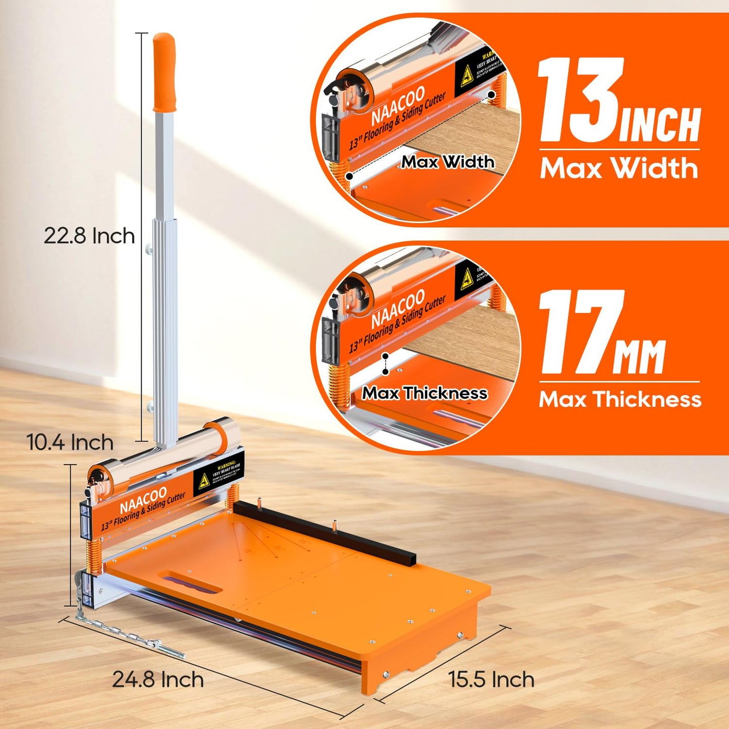 17mm Heavy Laminate Floor Cutter+ Floor Kit,13” Vinyl Plank Cutter with Wheel – Just 1 Step Meet Angle&Length Cutting, Flooring Tools - Cuts Laminate Floor, Engineer Wood, LVP/T, VCT, SPC, WPC