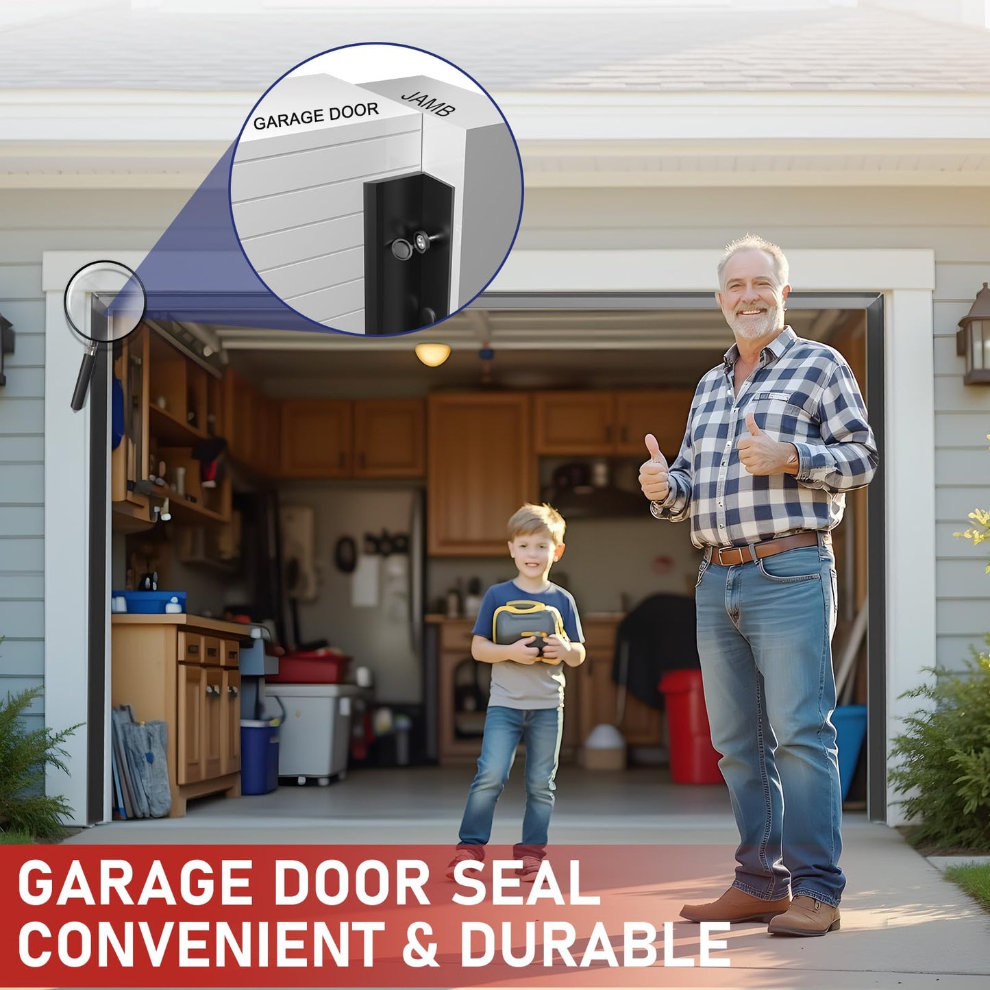 Garage Door Seal Top and Sides - 36 Ft Garage Door Weather Stripping Side Seal, Heavy Duty Weatherproof TPE, Insulates, Prevents Drafts, Easy Installation for Homeowners and DIYers
