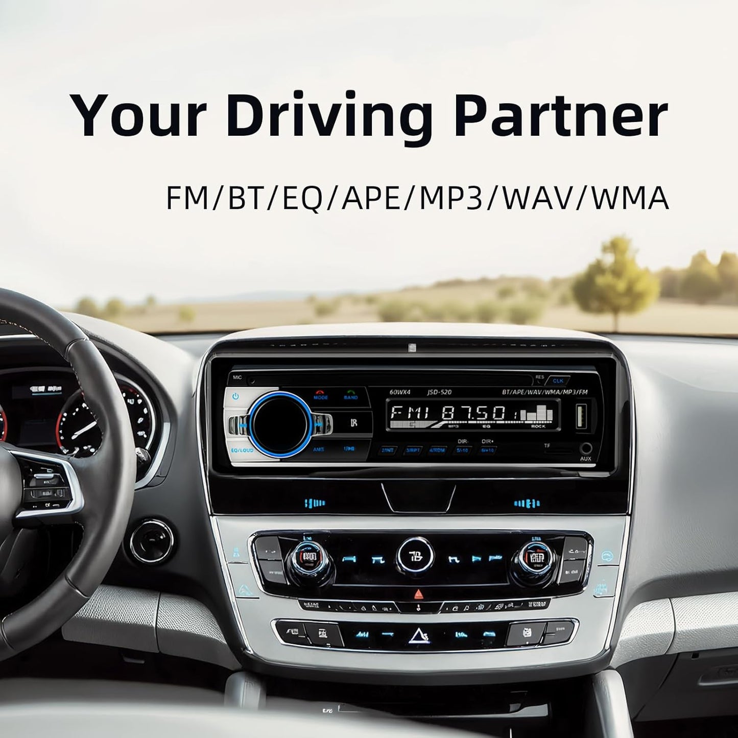 Auroky JSD-520 Charging/MP3/AUX/TF, Car Stereo Audio Single Din Bluetooth Handsfree FM Radio Receiver USB No CD Player