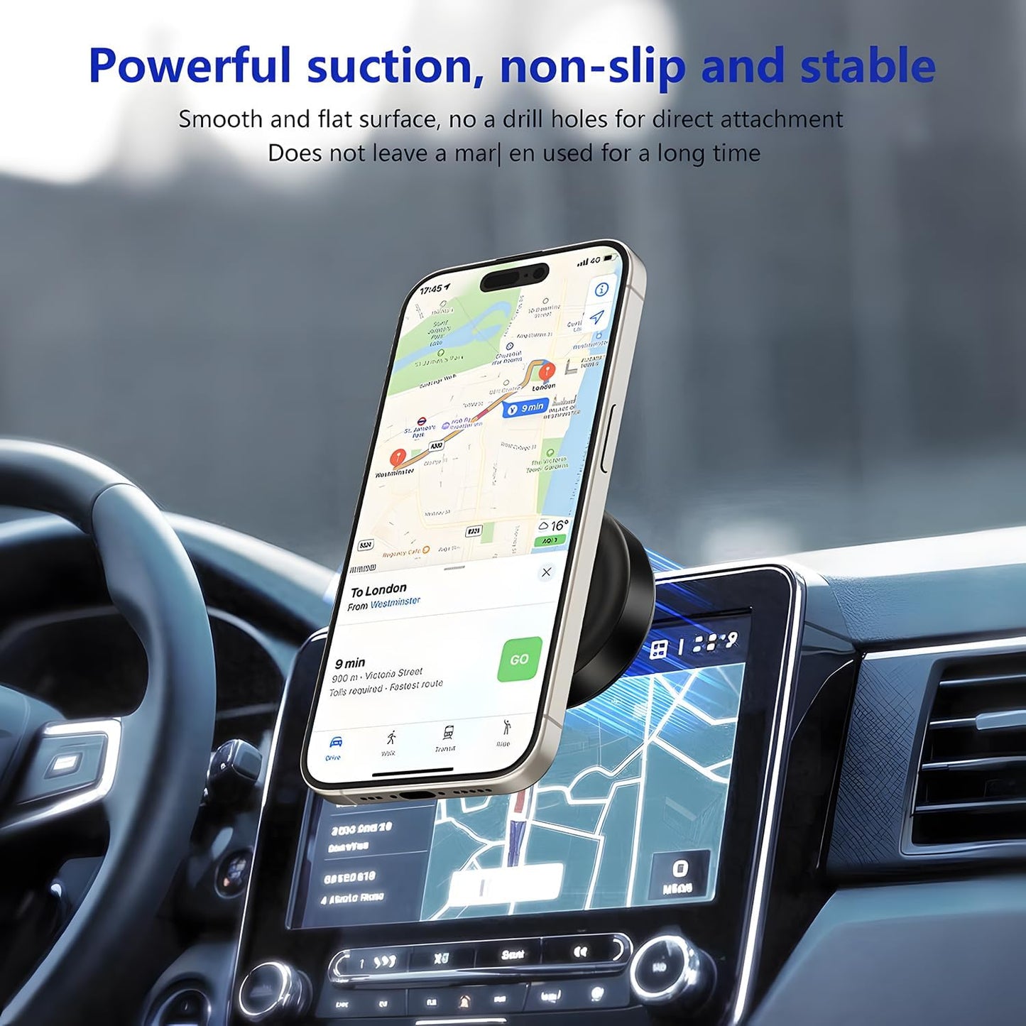 AGANS 360 Electric Vacuum Suction Cup Phone Mount, Rotatable Universal Magnetic Car Mount for Dashboard & Windshield
