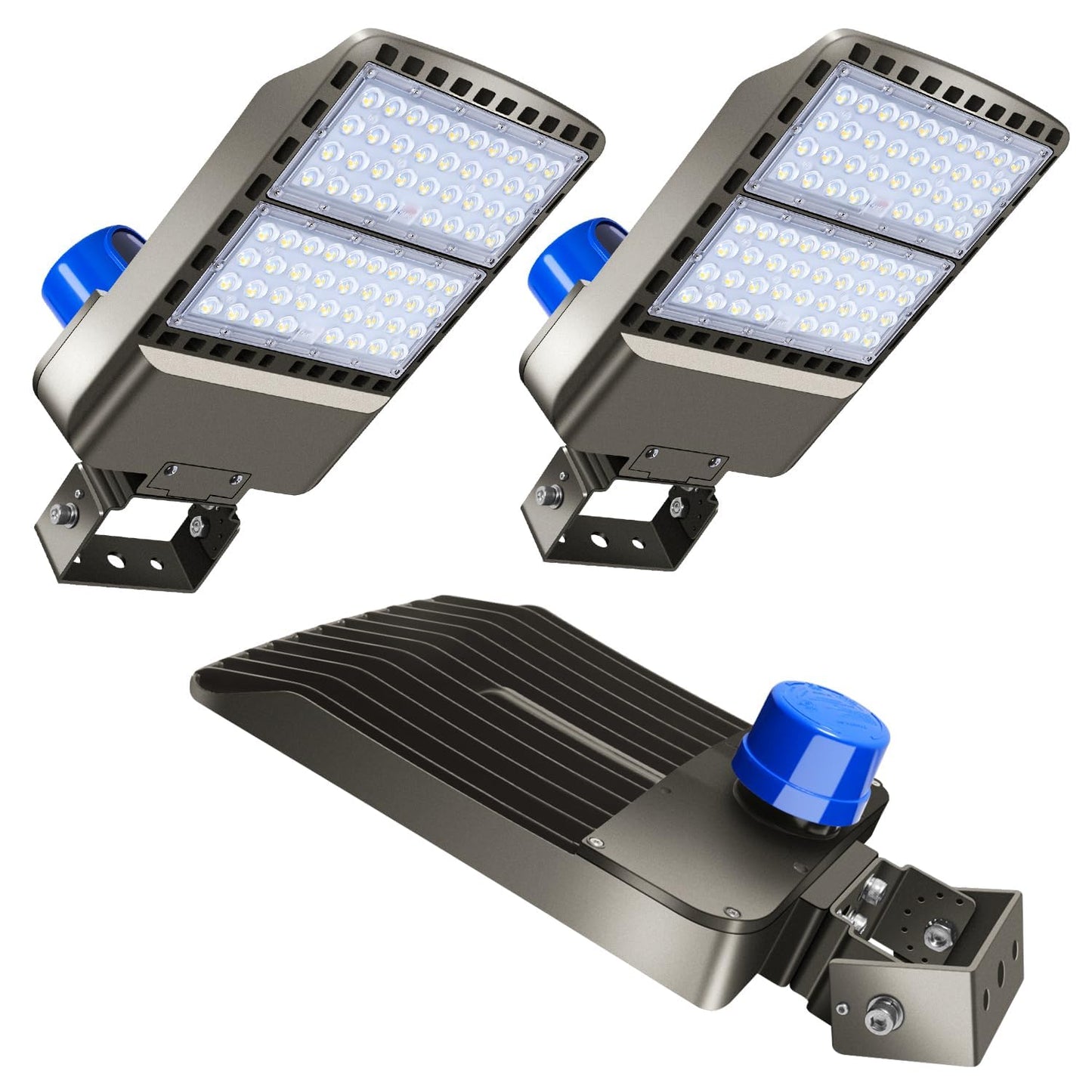 BIRITALO 200W LED Parking Lot Light Outdoor,28000LM Bright Dusk to Dawn Floodlights Trunnion Yoke Wall Mount 5500K IP65 Waterproof Commercial Shoebox Barn Security Yard,Garage,Street Light 3 Pack