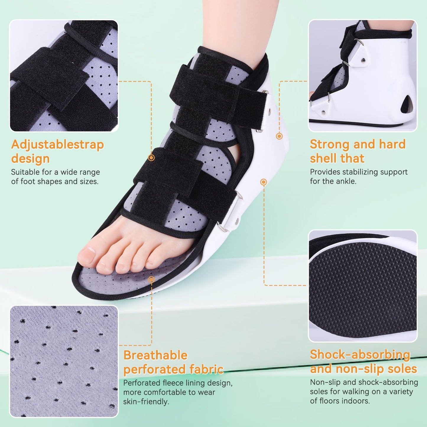 GRLEAYIE Walking Boot for Broken Toe Injuries, Sprained Ankles, Metatarsal Stress, Post-Op Support Right Foot Fracture Shoe Fits Men and Women, Stable Ankle Joints Postoperative Recovery Pain Relief