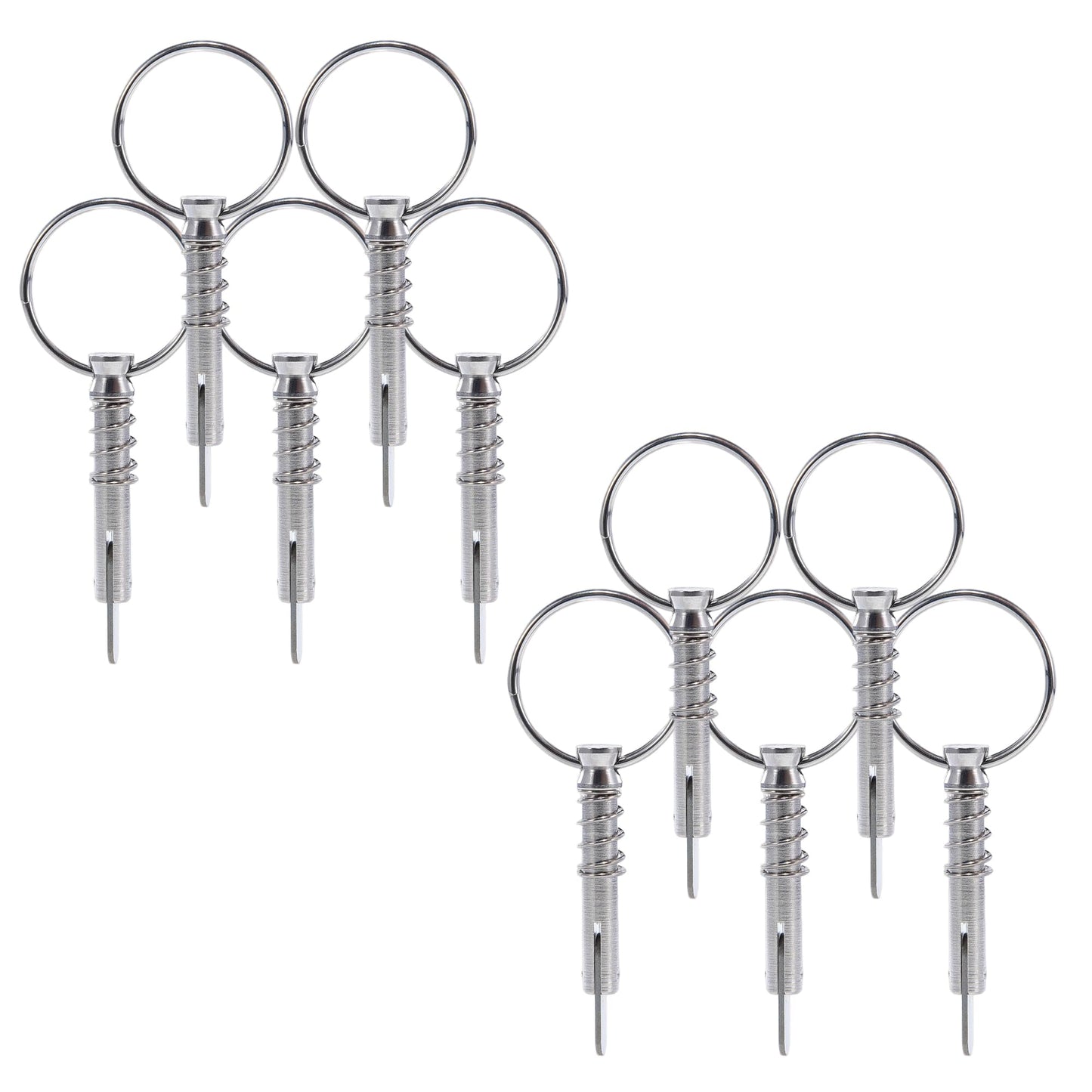 10 Pack Quick Release Bimini Pins, 1/4" Diameter - Boat Canopy Top Pins with Pull Ring, Full 316 Stainless Steel Marine Hardware