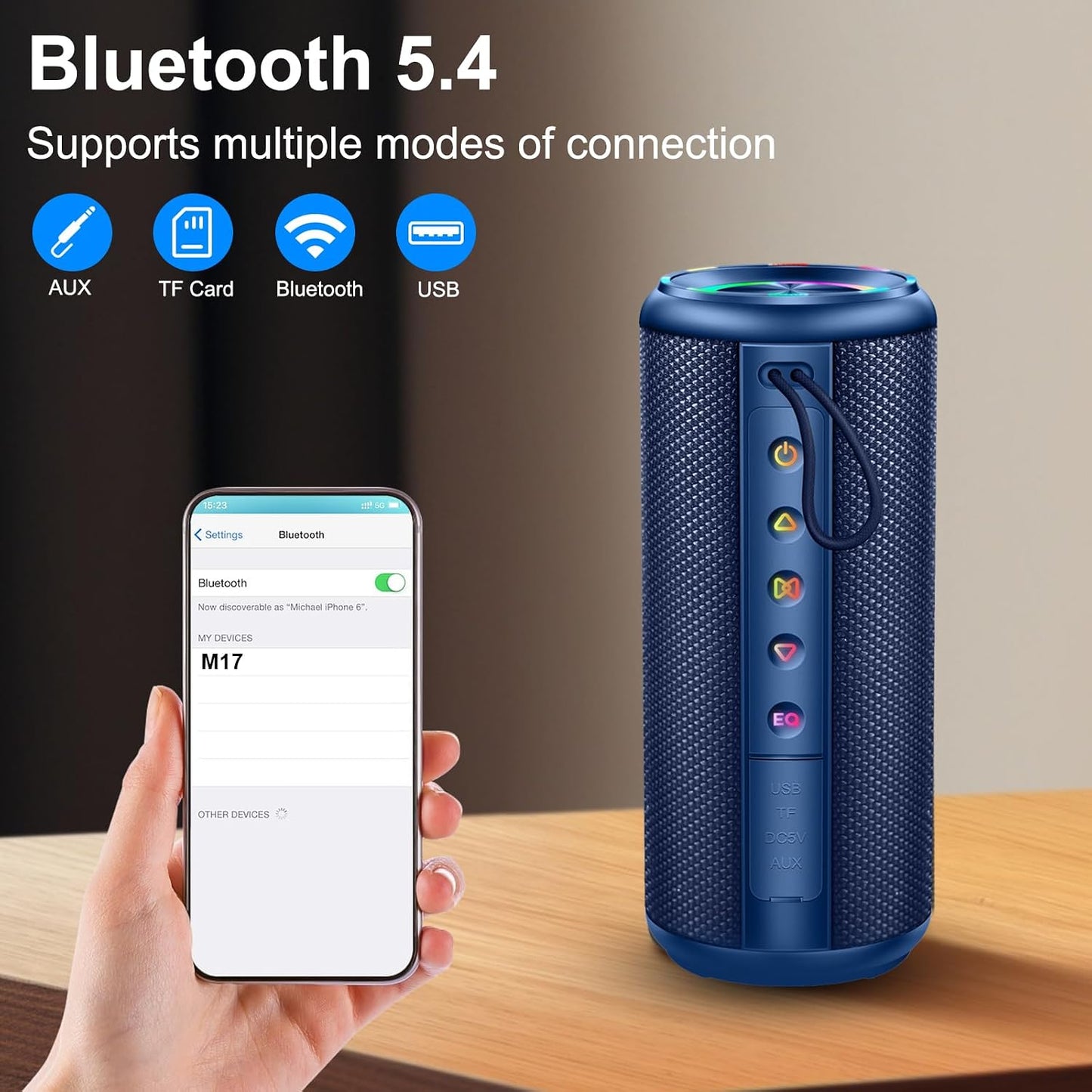 Xuevcn 360 Sound,IP65 Bluetooth Speaker, Portable Bluetooth Speakers with Wireless Stereo Pairing, Built in Mic, HD
