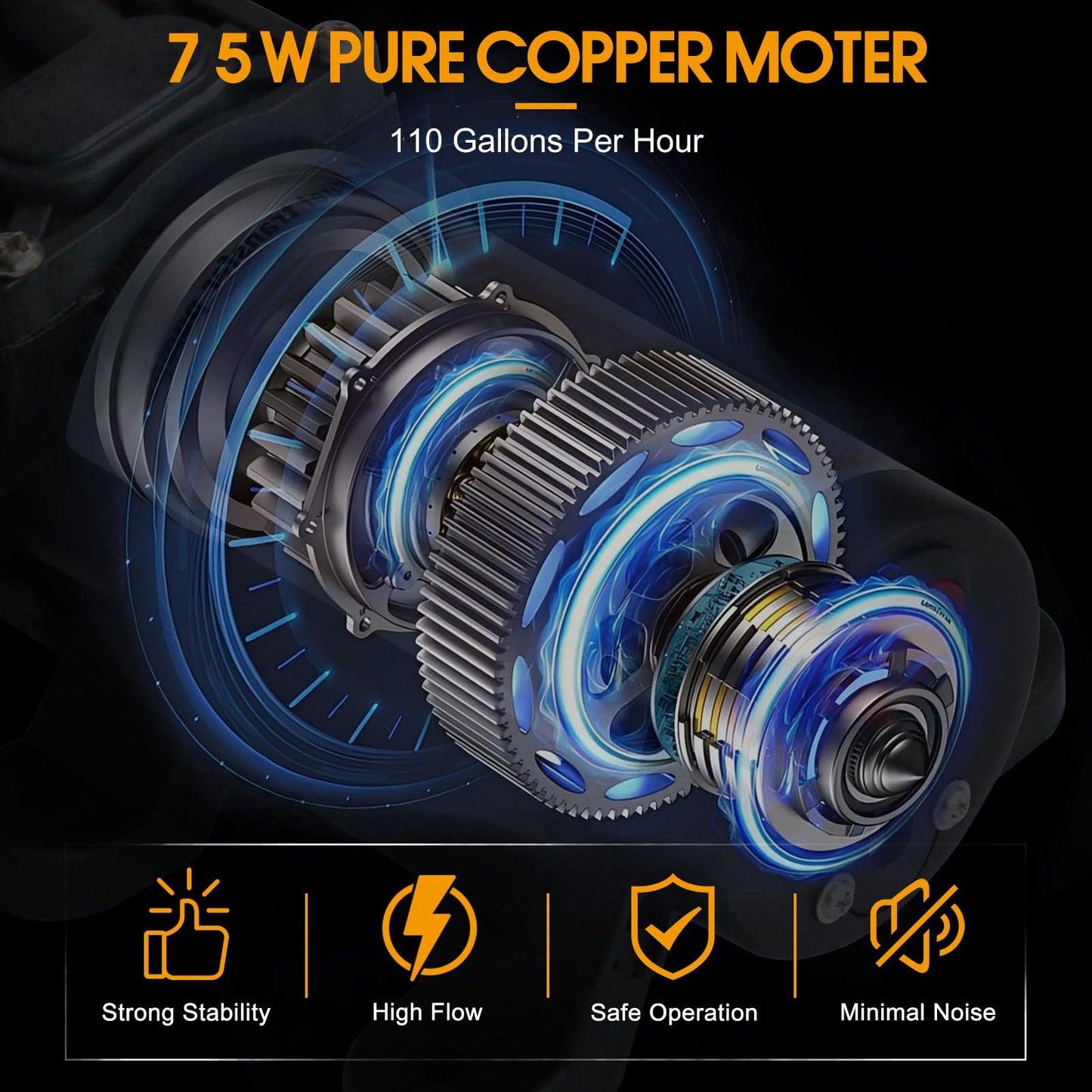 Steauty 12V 75W Fuel Transfer Pump Set, gasoline transfer pump Moves Up to 110 Gallons Of Gas or Diesel Per Hour, with Patented Pulley Lead Pipe,for Vehicles, Boats, Equipment, UTV (110GPH, PRO SET)