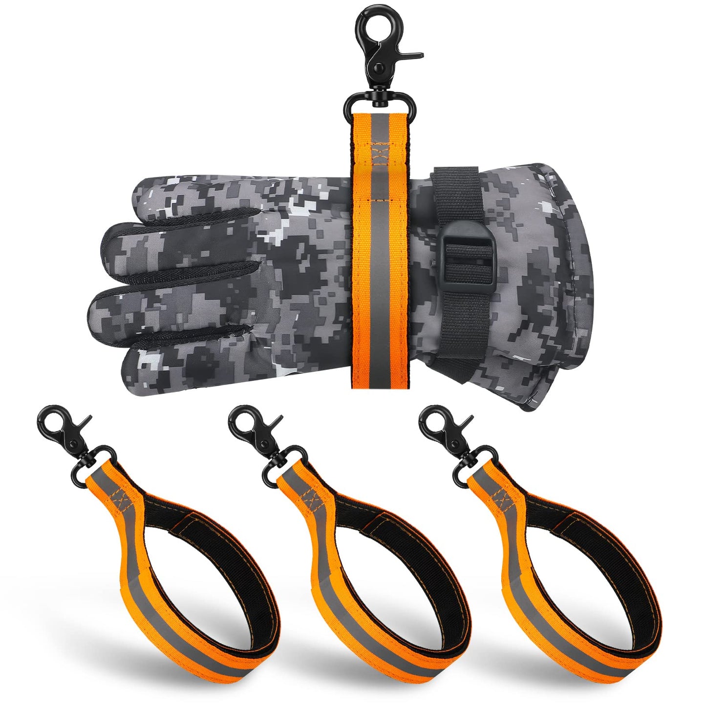 3 Pcs Firefighter Gear Heavy Duty Firefighter Glove Strap with Reflective Trim Fire Gear Accessories (Fluorescent Orange)