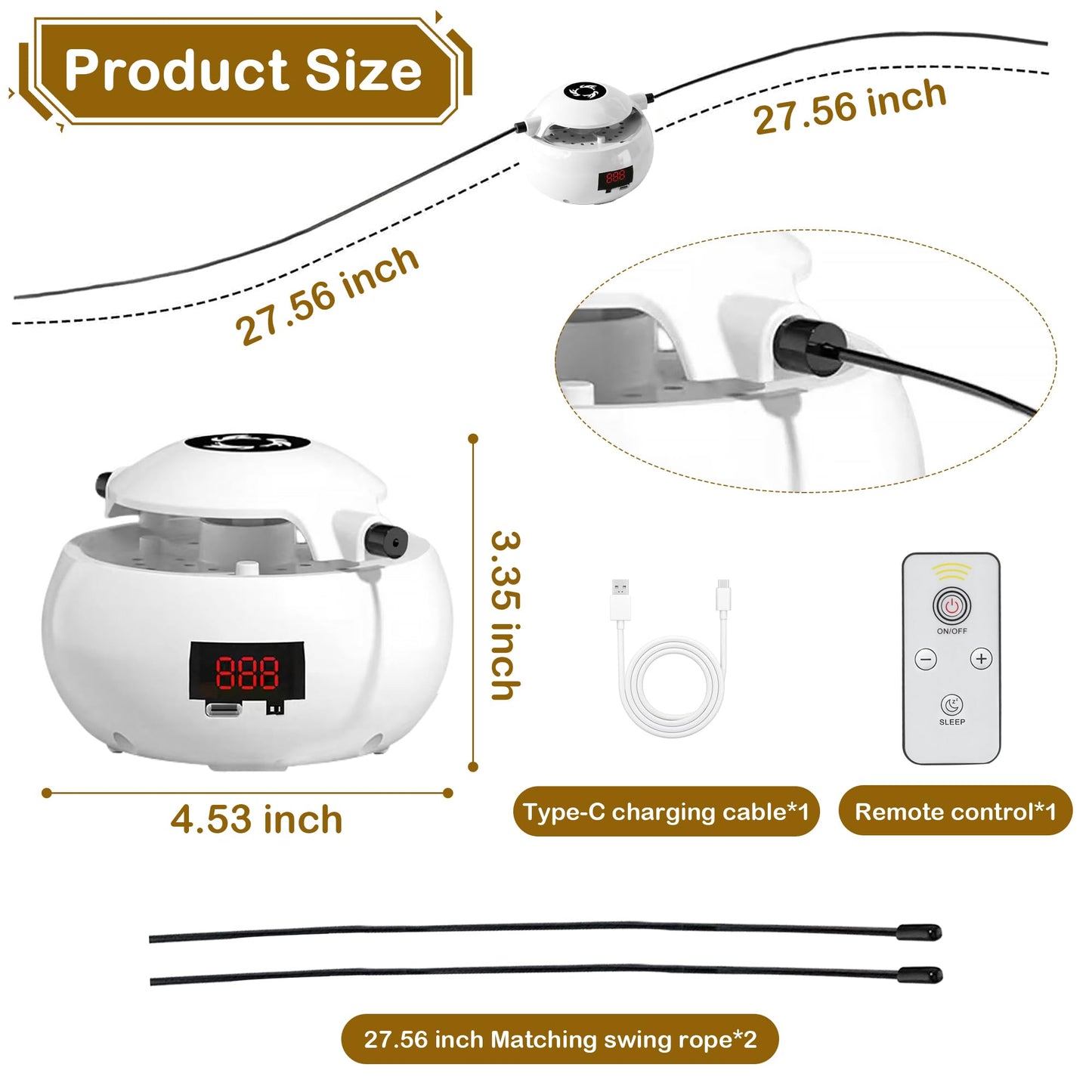 lfcforldx Hands-Free Smart Jump Rope Machine, Automatic Floor Jump Rope for Kids & Adults, 10 Speed Levels, LCD Counter, Remote Control, Rechargeable Indoor Cardio Fitness Trainer for Family & Home