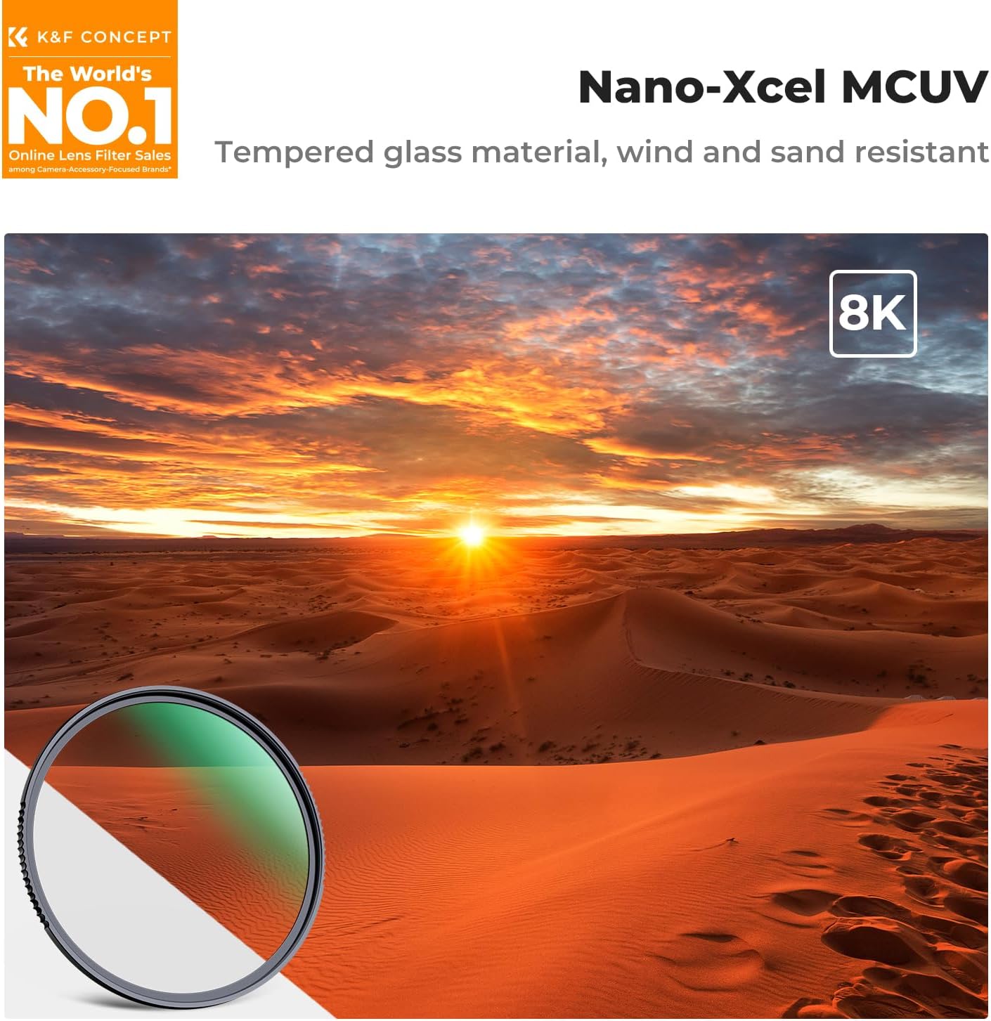 K&F CONCEPT 55mm 28 MC UV Protection Filter Shockproof Tempered Optical Glass with Multi-Layer Coatings