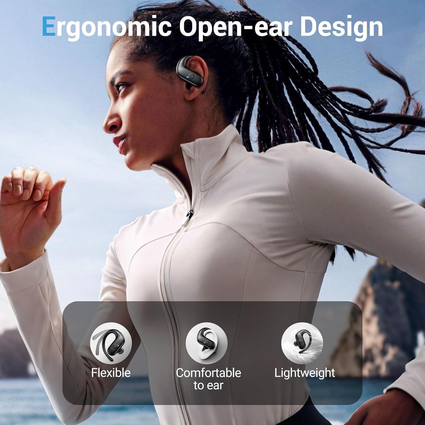Renmou 5.4 Sound,60H for Wireless Earbuds,Sport Bluetooth Headphones,Over Ear Buds with Deep Bass Playtime Clear Calls