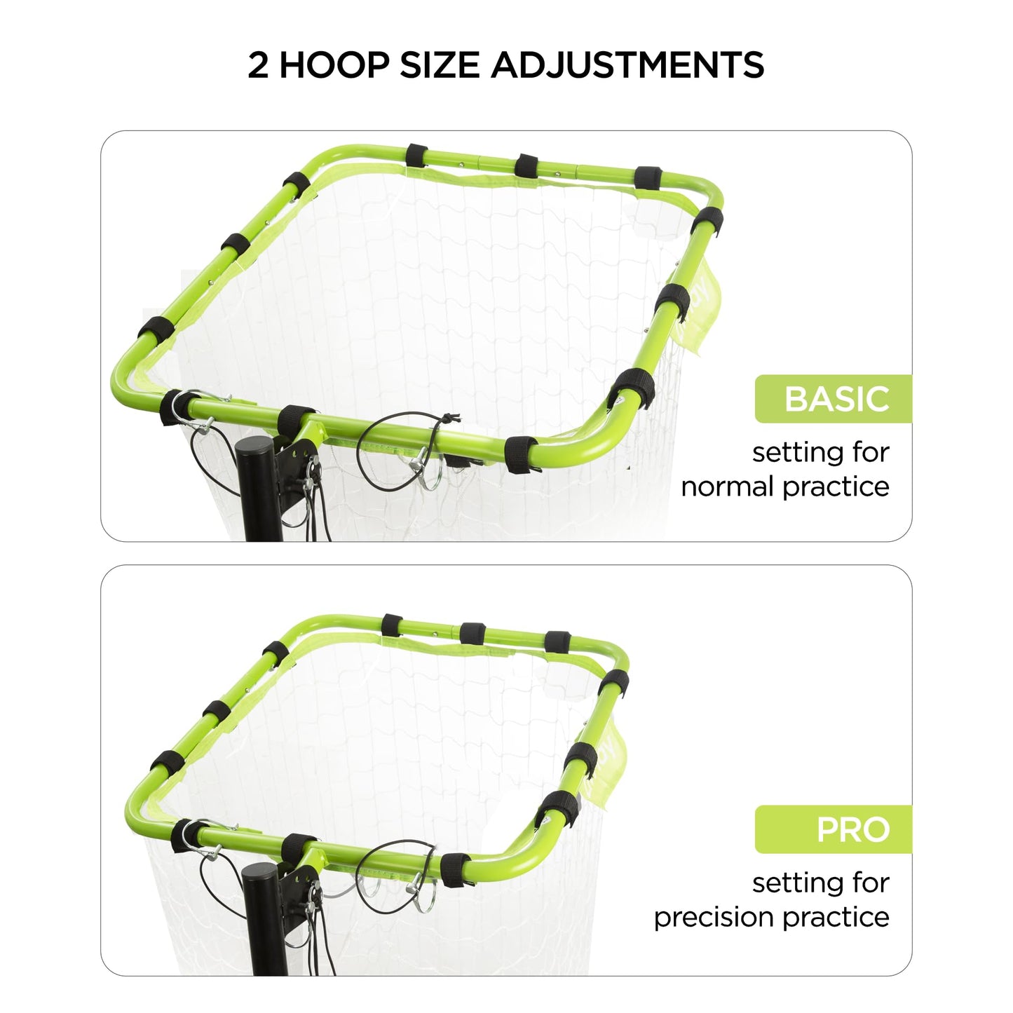 Volleyball Setter Training Equipment Volleyball Setting Trainer Setter Net with 2 Target Hoop Size 5 Angle and Height Adjustments Ball Collection Bag