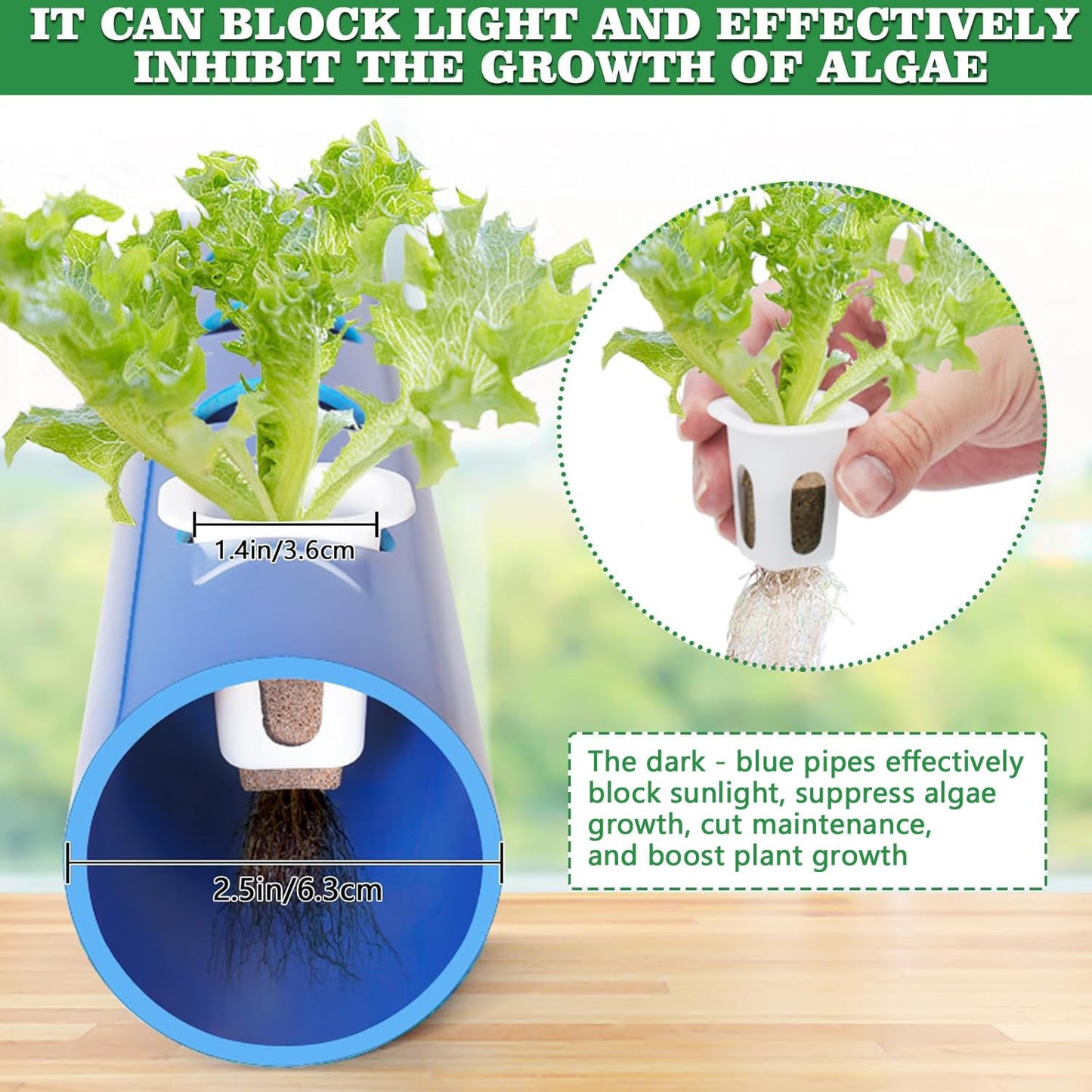 LAPOND Hydroponics Growing System Kit for Vegetables,Flowers Fruits and Herbs, with 108 Plant Sites, Suitable for Indoor and Outdoor, Block Light Design