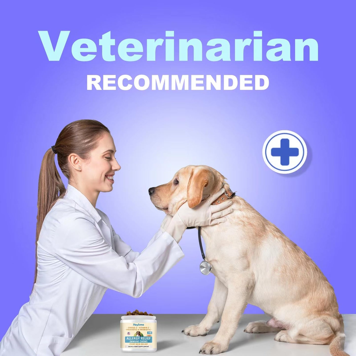 Dog Allergy Relief Chews, Itch Relief, Probiotics for Dogs, Omega-3 Fish Oil, Seasonal Allergy and Itchy Skin Treatment, Immune Support Supplement (120 Chews, Chicken)