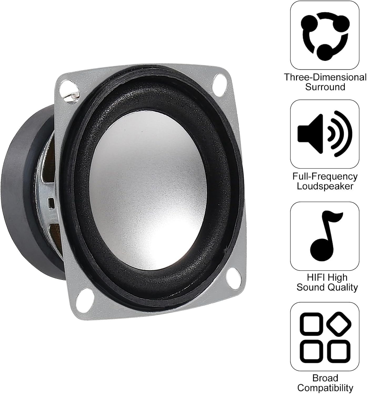 DWEII 6Pcs 2" 4Ohm 3W Full Range Audio Speaker Stereo Woofer Loudspeaker