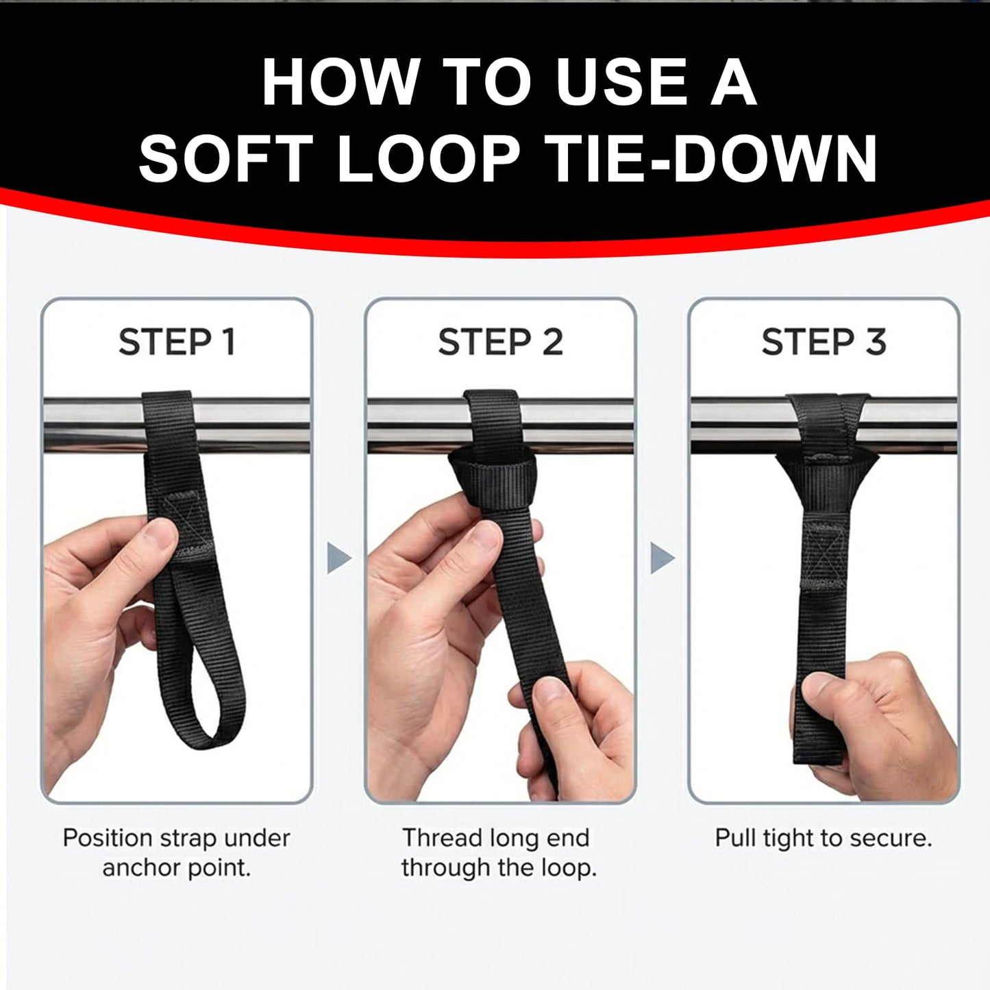 BOODAA 6 Pack Soft Loop Tie Down Straps, 3900 lbs Break Strength Heavy Duty Motorcycle Handlebar Straps for ATV, UTV, Dirt Bike, Trailer, Truck Bed, Kayak – Reliable Transport & Hauling