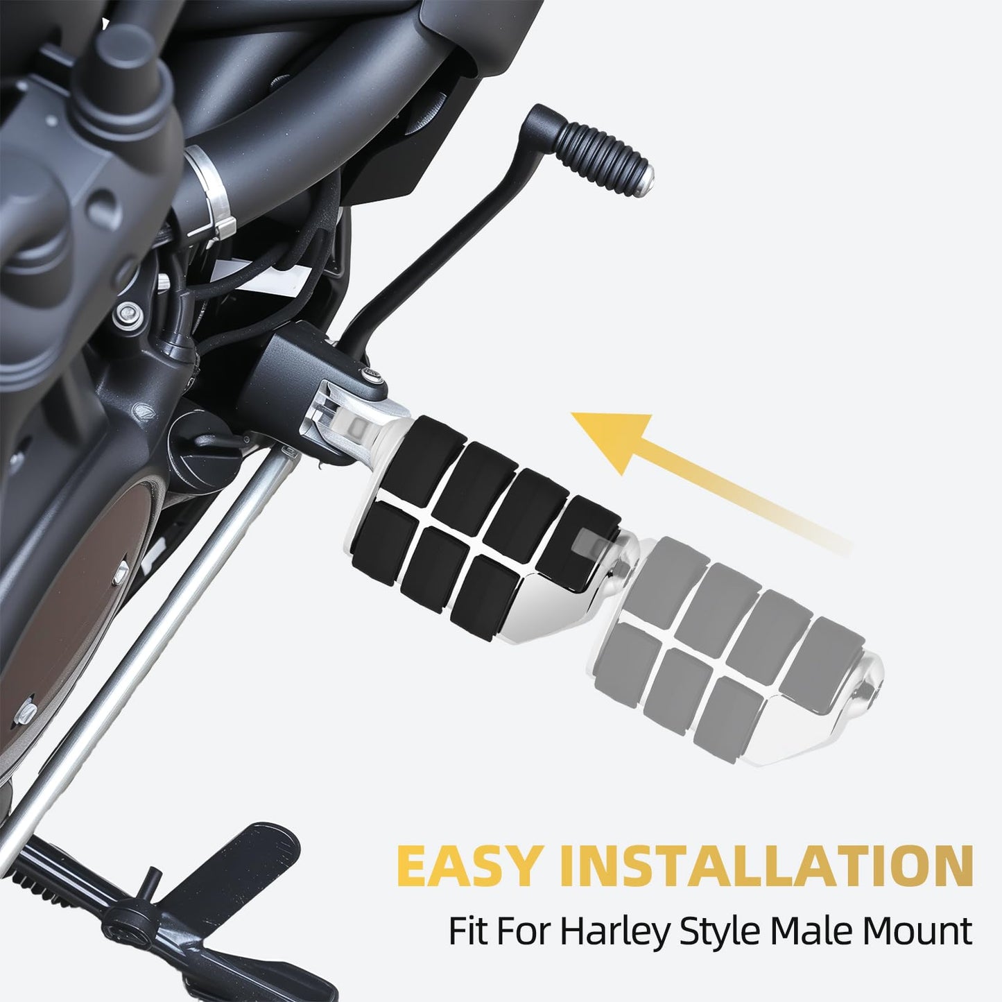 Motorcycle Foot Pegs, 10mm Highway Passenger Footboard Footpegs Male Mount Foot Rest Pedal Lion Paw Style Fit for Harley Davidson Touring Street Glide Softail Dyna Sportster(Chrome)