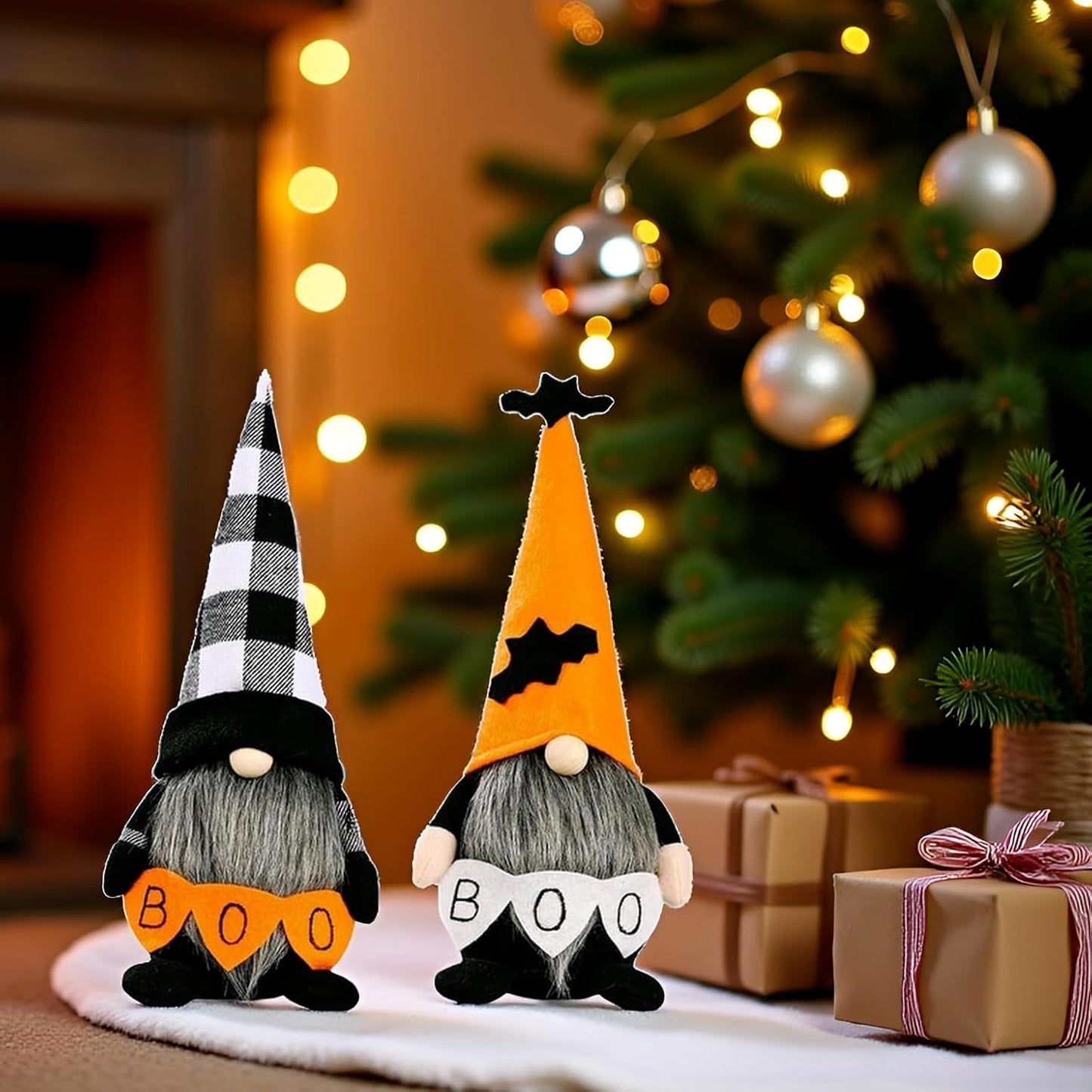 Skiennix Halloween Gnomes Decoration - 10.6'' Plush Boo & Bat Figures for Cute Home Decor | Perfect for Parties & Gifts