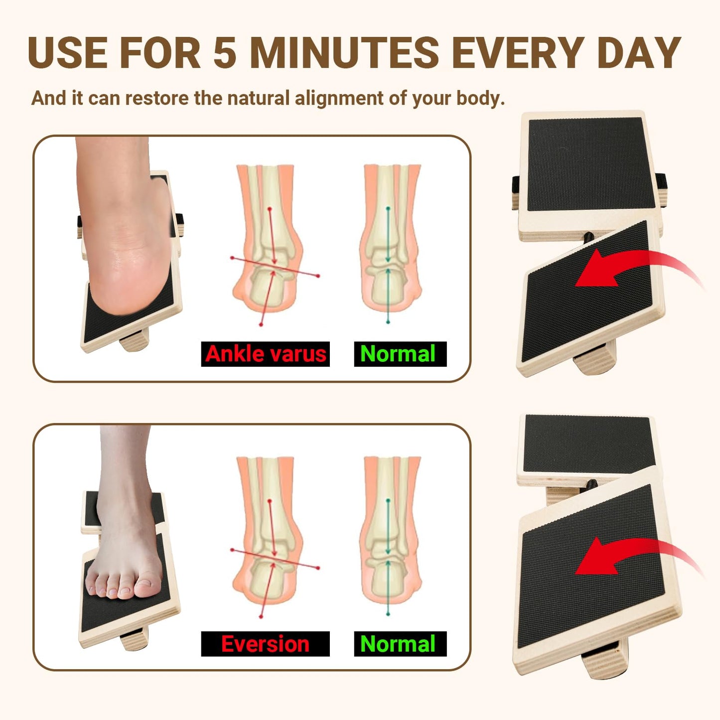 Ankle Balance Board Foot Strengthener - Single Leg Balance Board Foot Exerciser for Sprained Ankle,Posture Corrector, Physical Therapy for Plantar Fasciitis and Toe Stretcher Board for Gym Home