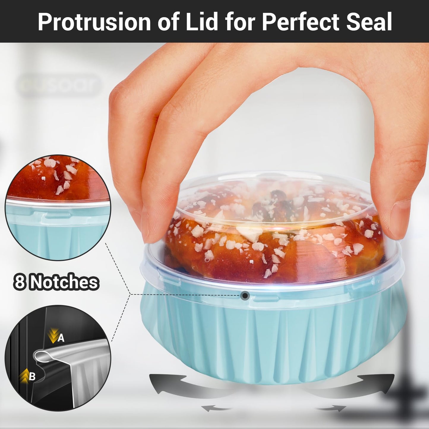 EUSOAR Aluminum Pans with Lids, 30pcs 5oz 125ml Disposable Aluminum Foil Muffin Liners Ramekins Cupcake Baking Cups, Disposable Foil Baking Cups Containers Mini Pie Creme Brulee Pans