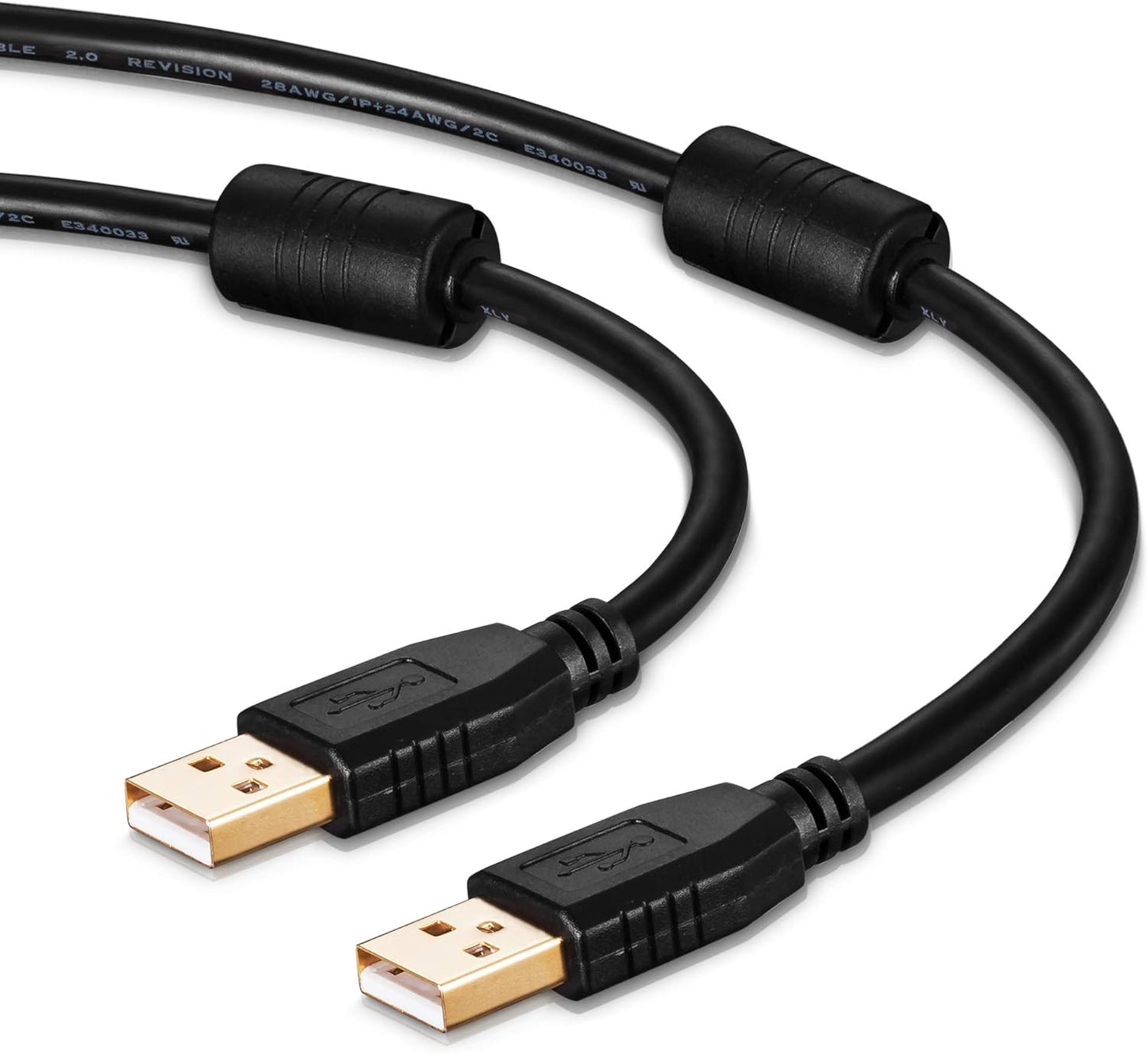 50Ft, Cameras(15M/50Ft) Tan QY USB A to A Male Cable Double End USB Cord with Gold-Plated Connector for Hard Drive