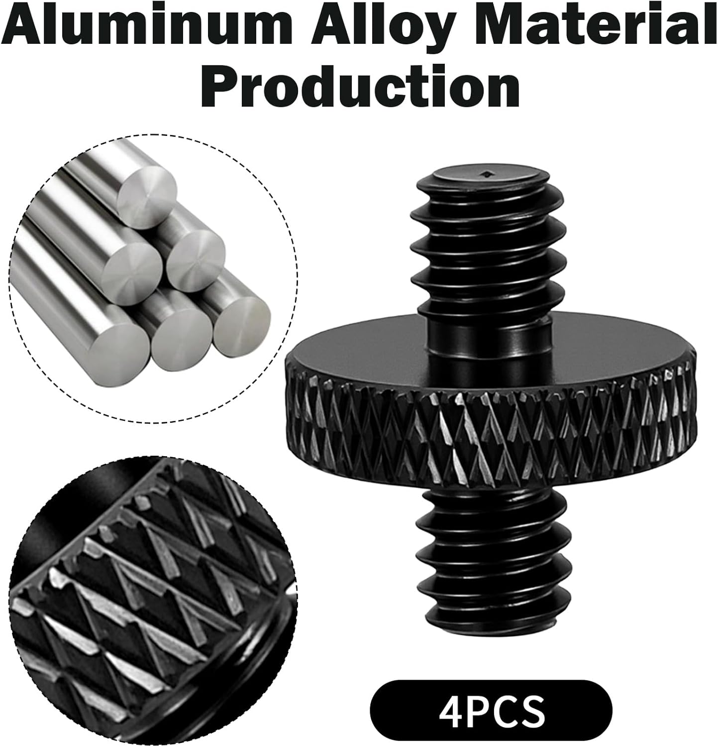 Thrymme 4 1/4" 1/4" Pcs Camera Tripod Screw, Male to Male Threaded Tripod Screw Tripods Nut Connectors, Double Sided