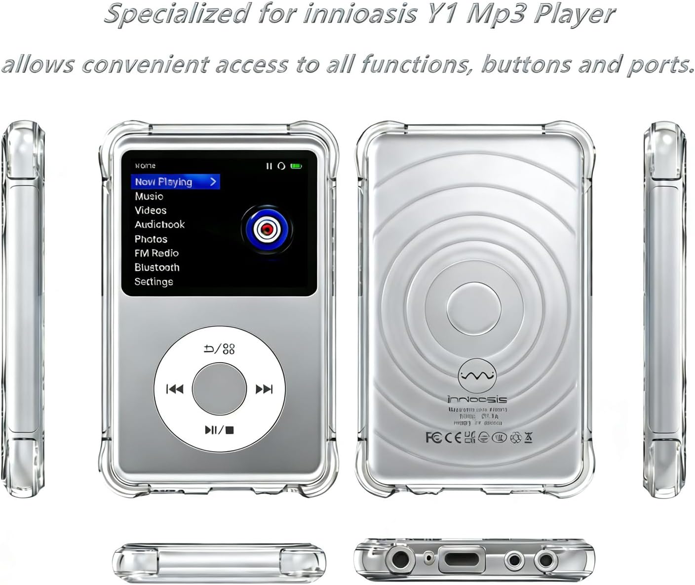 Fotosuncy Y1 Mp3 for innioasis Player Case, Anti-Slip and Scratch Resistant, Lightweight Flexible Shockproof Protective