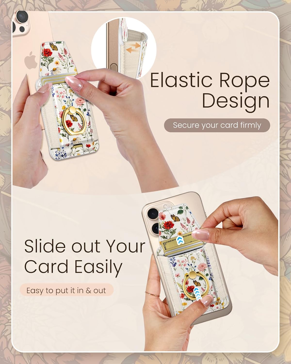 17/16/15/14/13/12 7 Shorogyt Compatible with Magsafe Wallet with Ring Stand Grip - Cute Magnetic Phone Wallets Card