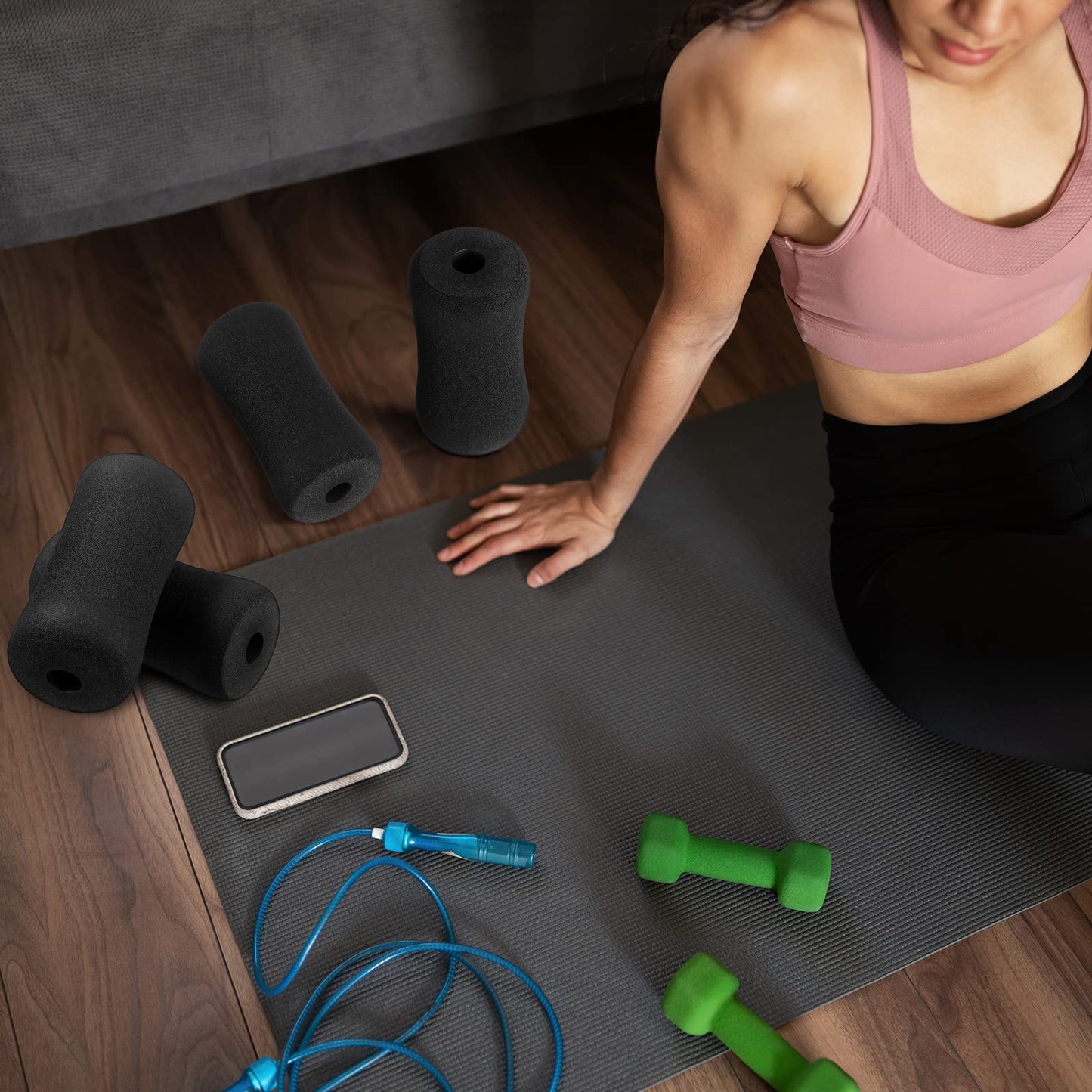 Sratte 4pcs Foot Foam Pads Rollers Set Weight Bench Replacement Pads Inversion Table Parts for Leg Extension Gyms Exercise Equipments