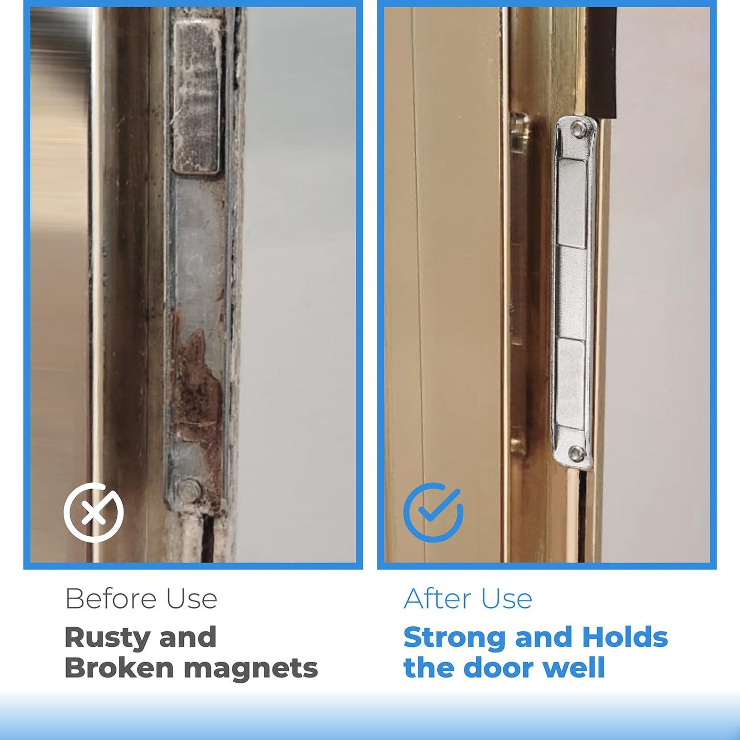 Stainless Steel U-Channel Shower Door Magnet with Screws - Swing Door Handles and Strike Jamb
