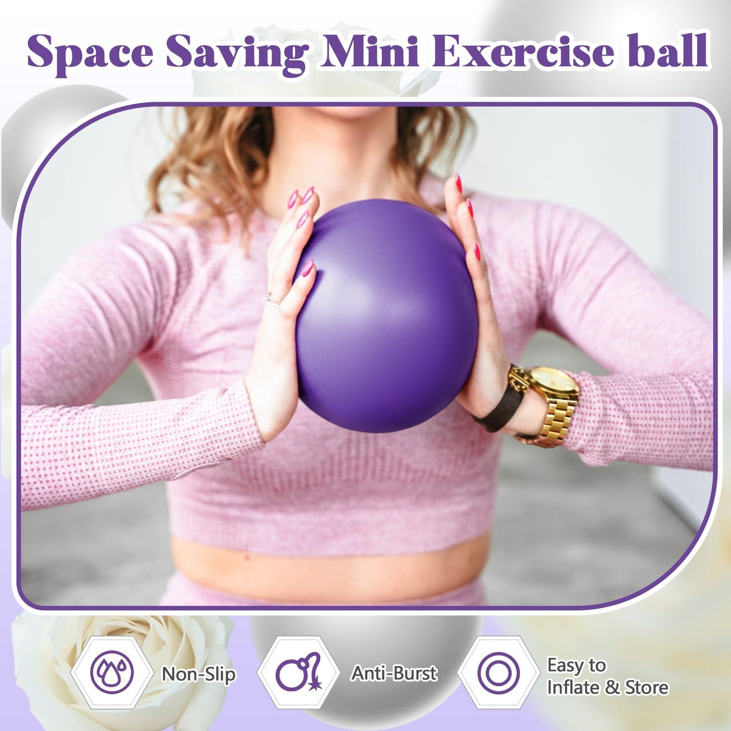Sotiff 20 Pcs 9 Inch Pilates Ball Bulk Exercise Pilates Ball Mini Yoga Balls Therapy Core for Stability Barre Training Stretching Physical Posture Training Gym Workout with Inflation Tube(Purple)