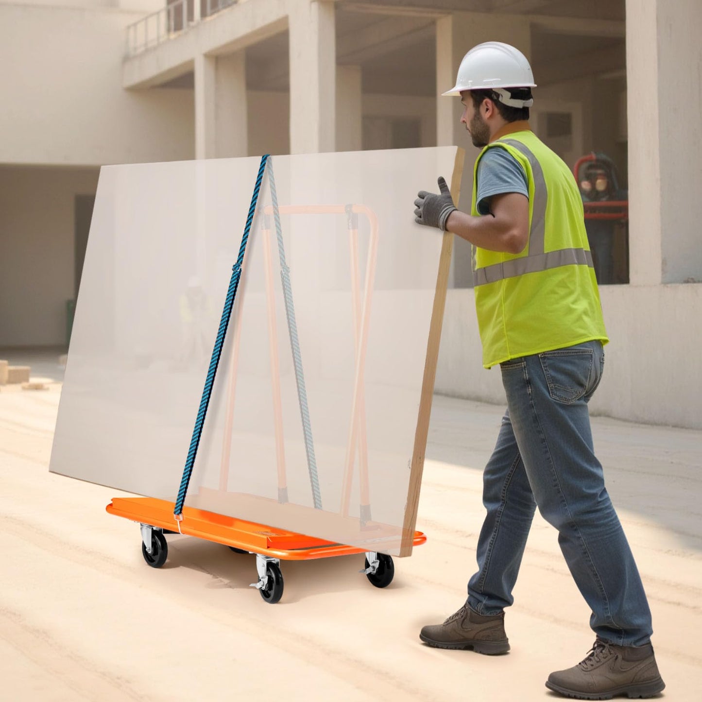 VEVOR Heavy-Duty Panel Dolly, Drywall Cart Features 45.28" x 21.8" Deck & 5" Swivel Wheels, Drywall Sheet Cart, Handling Wall Panel, Sheetrock, Lumber, Ideal for Garage, Home, Warehouse