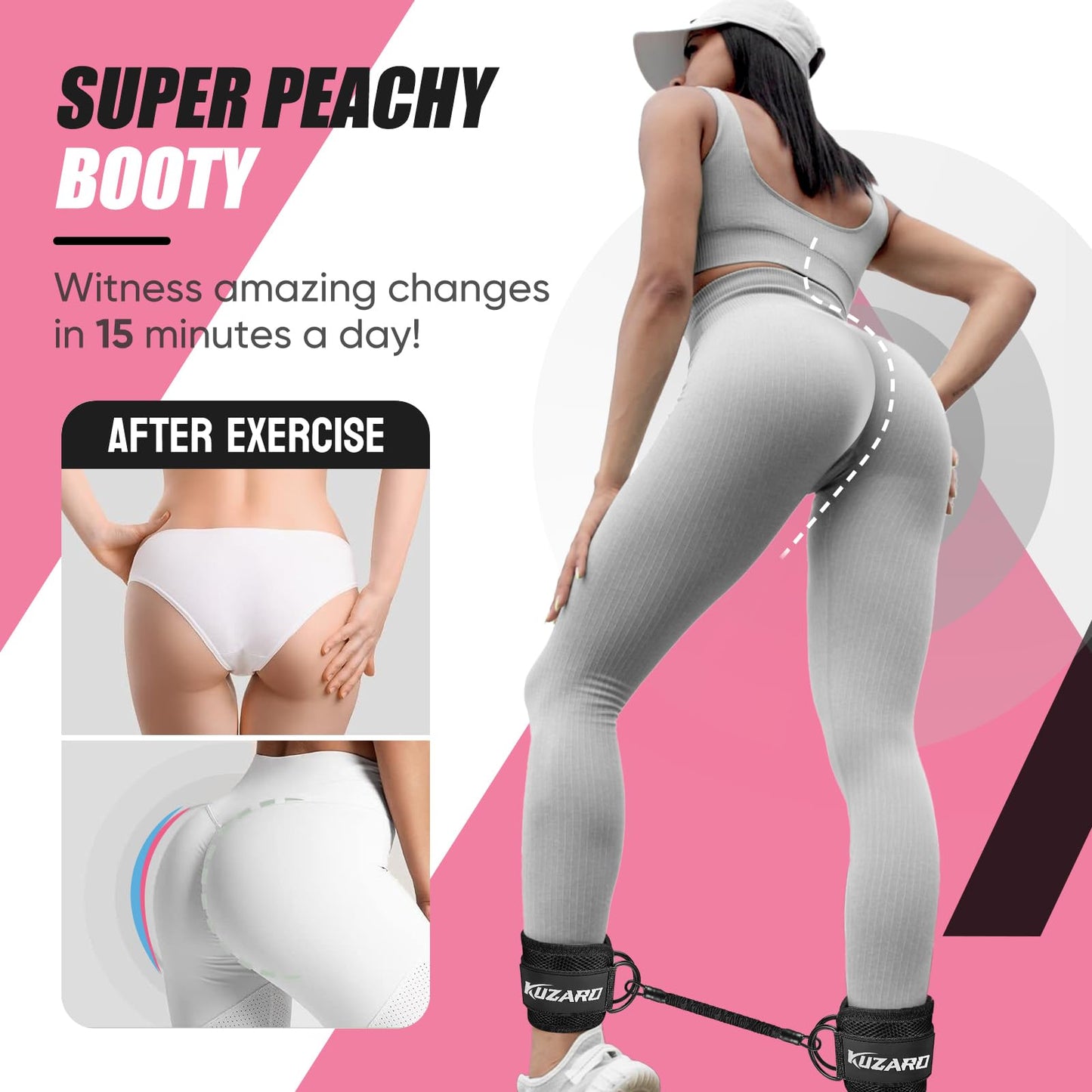 Resistance Bands Set with Ankle Straps, Glutes Workout Equipment, Ankle Bands for Working Out, Butt Exercise Equipment for Women Legs and Glutes - Perfect for Home Workouts and Fitness Training