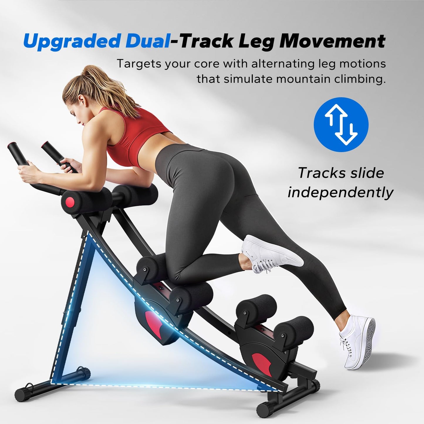 MERACH Ab Machine, Adjustable Ab Trainer Machine, AB Workout Equipment for Home Gym, Independent Dual Tracks for Mountain Climber, Foldable for Home Exercise, Load Capacity 440 LBS (Black)