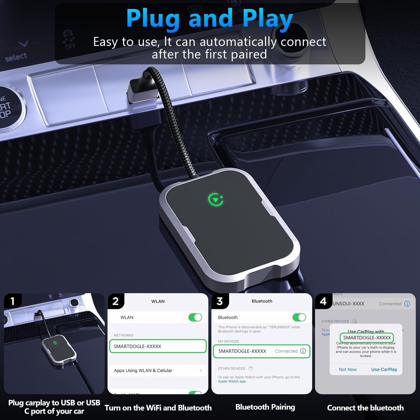 ySky Seamless 2017 10+(Plug Wireless Carplay Adapter, Multi-User Connection for Converts Wired to Wireless carplay