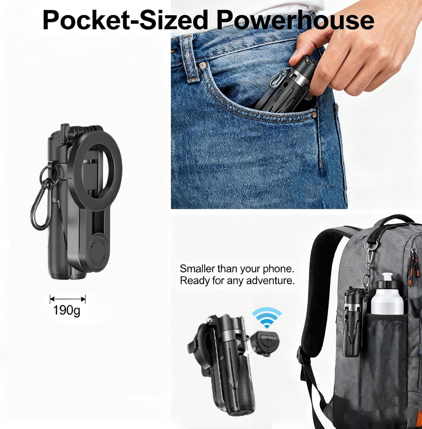 AntoFlash for Magnetic Tripod Stand for iPhone Pocket-Size Selfie Stick Mag-Safe Tripod Phone Holder with Wireless