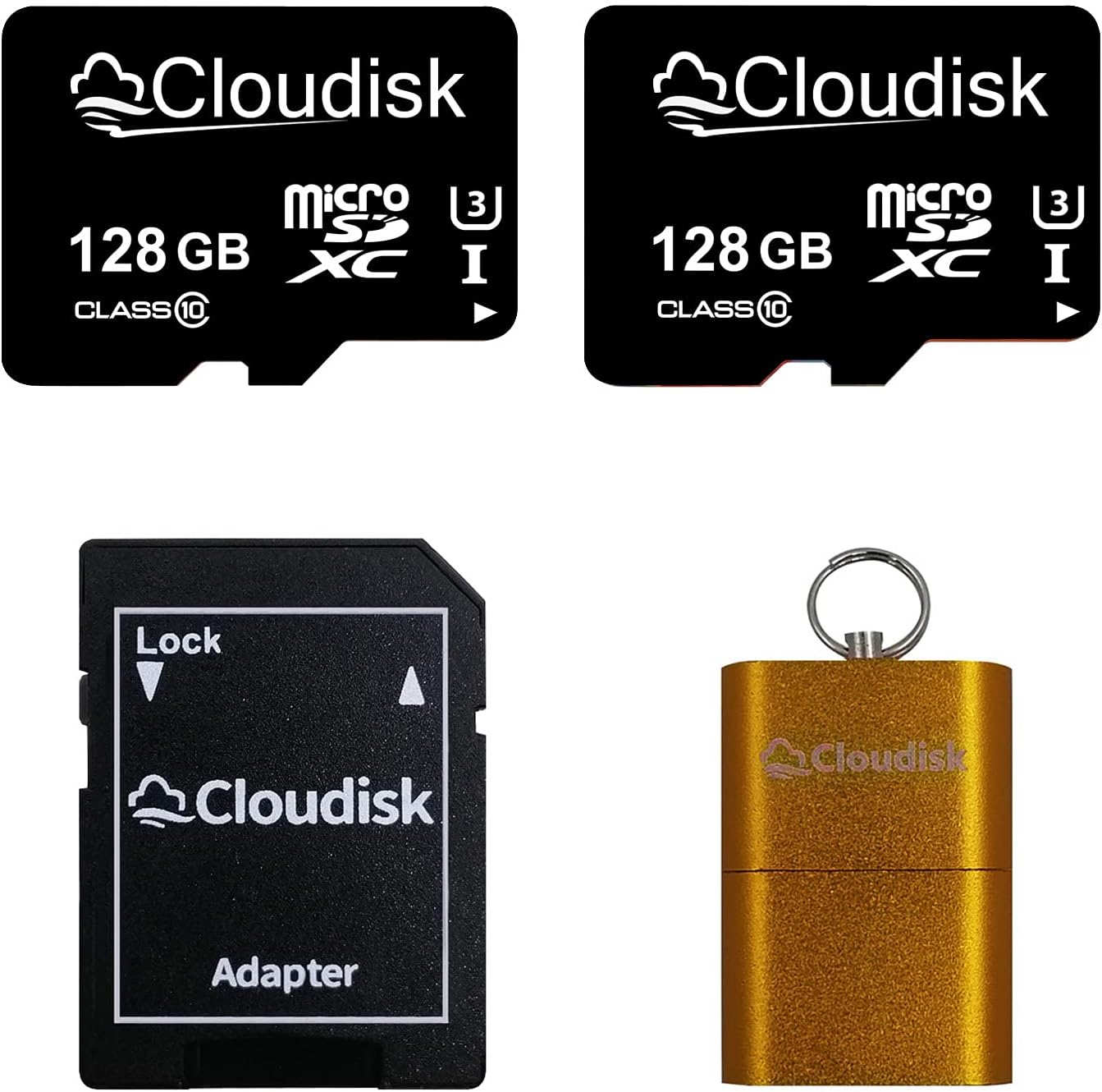 Cloudisk Pack 2 128GB C10, A2, U3, (128 of Micro SD Card Flash Memory Card Micro SDXC with SD Adapter and Card Reader
