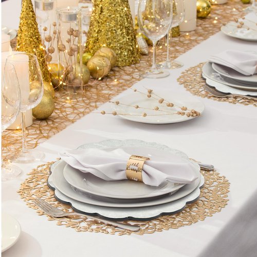 Gandeer 4 Pcs Scalloped Capiz Shell Placemats - 15'' Ivory Capiz Shell Placemats Wavy Decorative Table Mats for Holiday Dinner Party Table Decoration, Washable