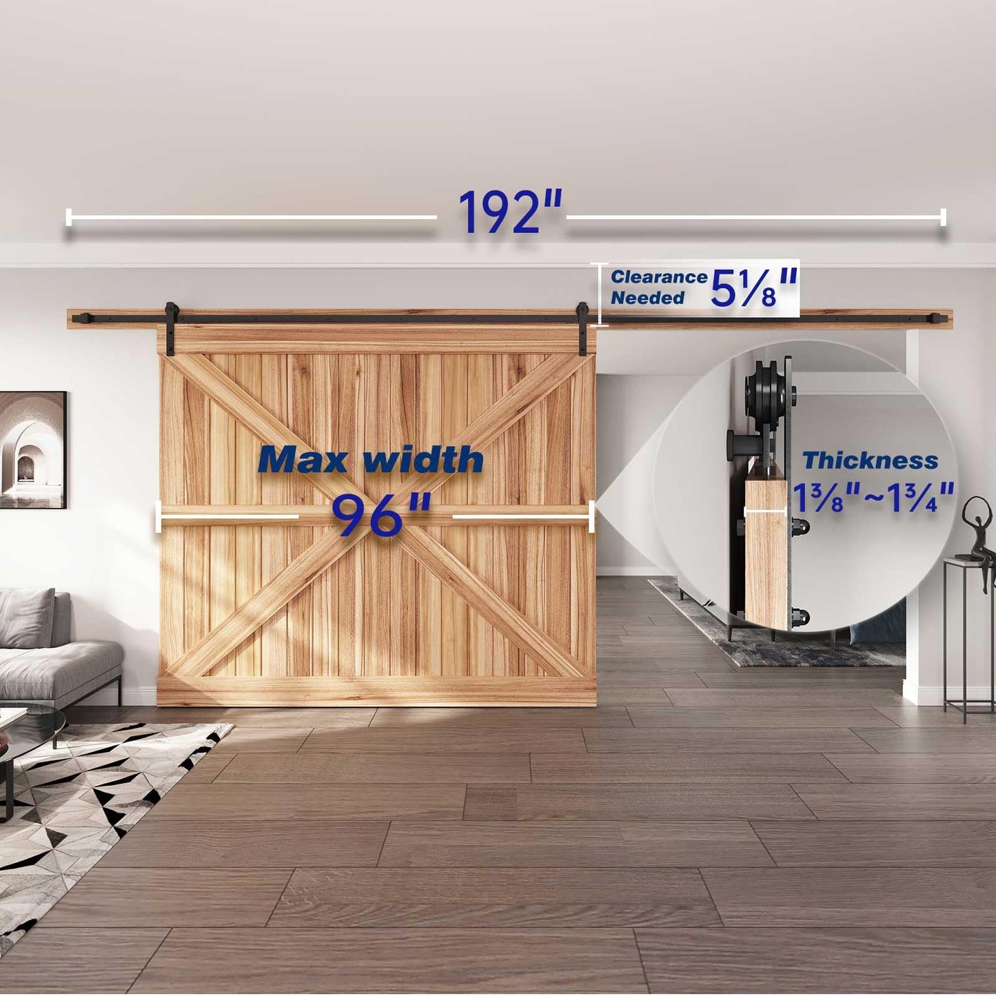 EaseLife 16 FT Sliding Barn Door Hardware Track Kit,Straight Pulley,Slide Smoothly Quietly,Easy Install (16FT Track Kit for 96" Wide Single Door)