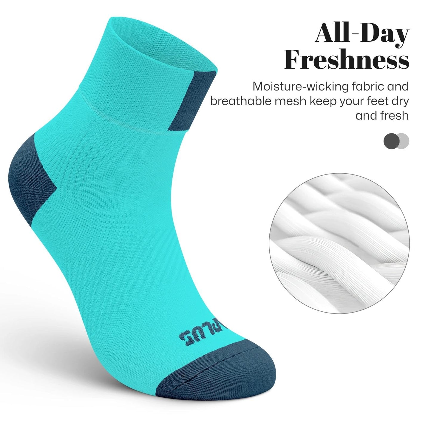 PAPLUS Ankle Compression Socks for Women 6 Pairs, Running Athletic Socks with Arch Support，Plantar Fasciitis Socks