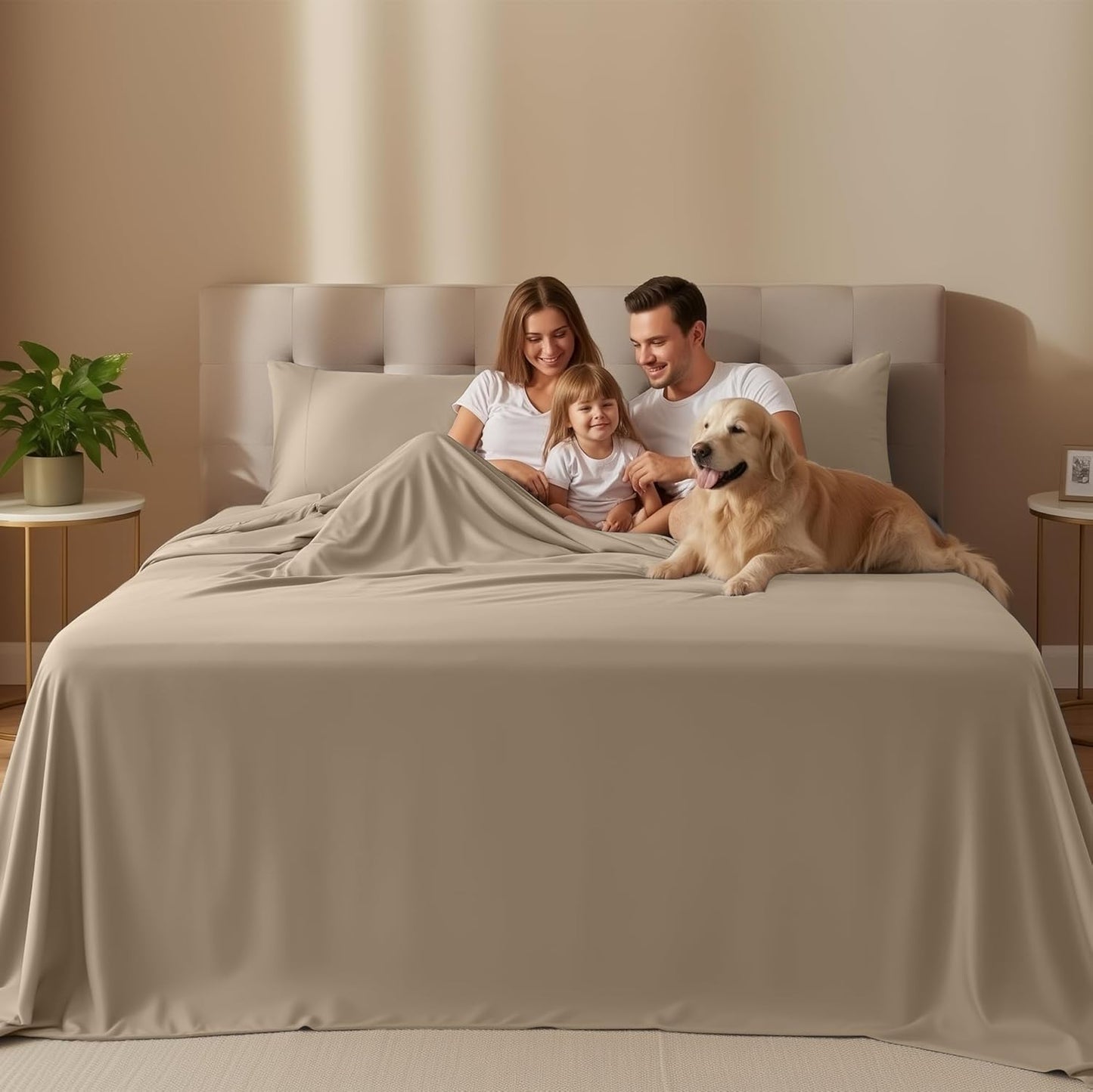 Utopia Bedding Queen Size Sheet Set - Soft, Breathable Microfiber, 4-Piece in Sand | Oeko-Tex Certified