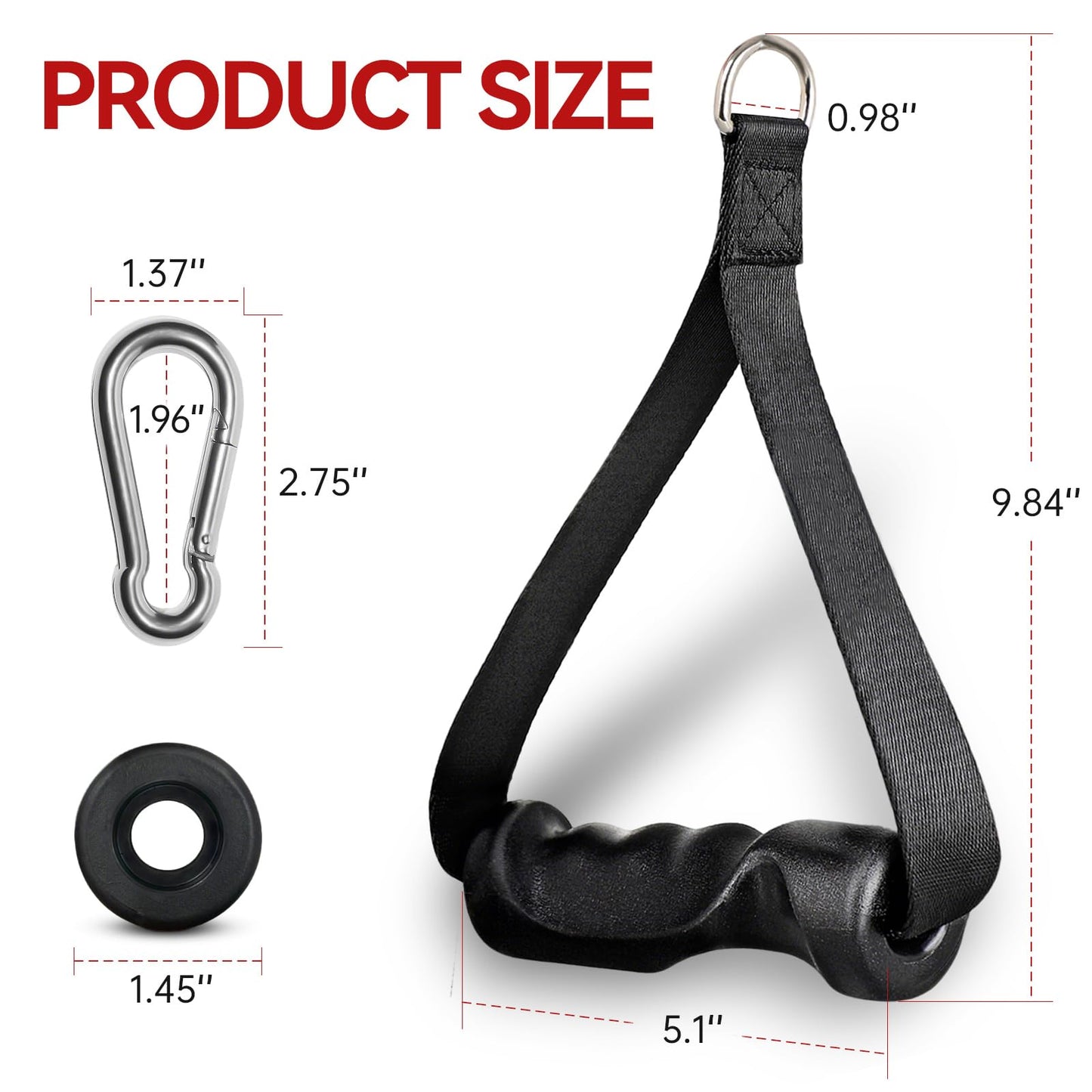 Exercise Handles - Ergonomic Gym Attachments for Cable Machine, Resistance Band Handles, Non-Slip D Handle Cable Attachment - Cable Handles for Pilates Strength Training Home & Public Gym (370 LBS)