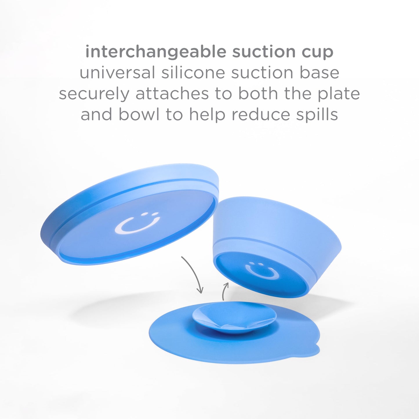 Ubbi Food-Grade Non-Toxic Toddler Feeding Set with Interchangeable Suction Base, Stainless Steel Utensils, BPA-Free, Stackable and Dishwasher-Safe, Self-Feeding for Baby-Led Weaning, Polaris Blue