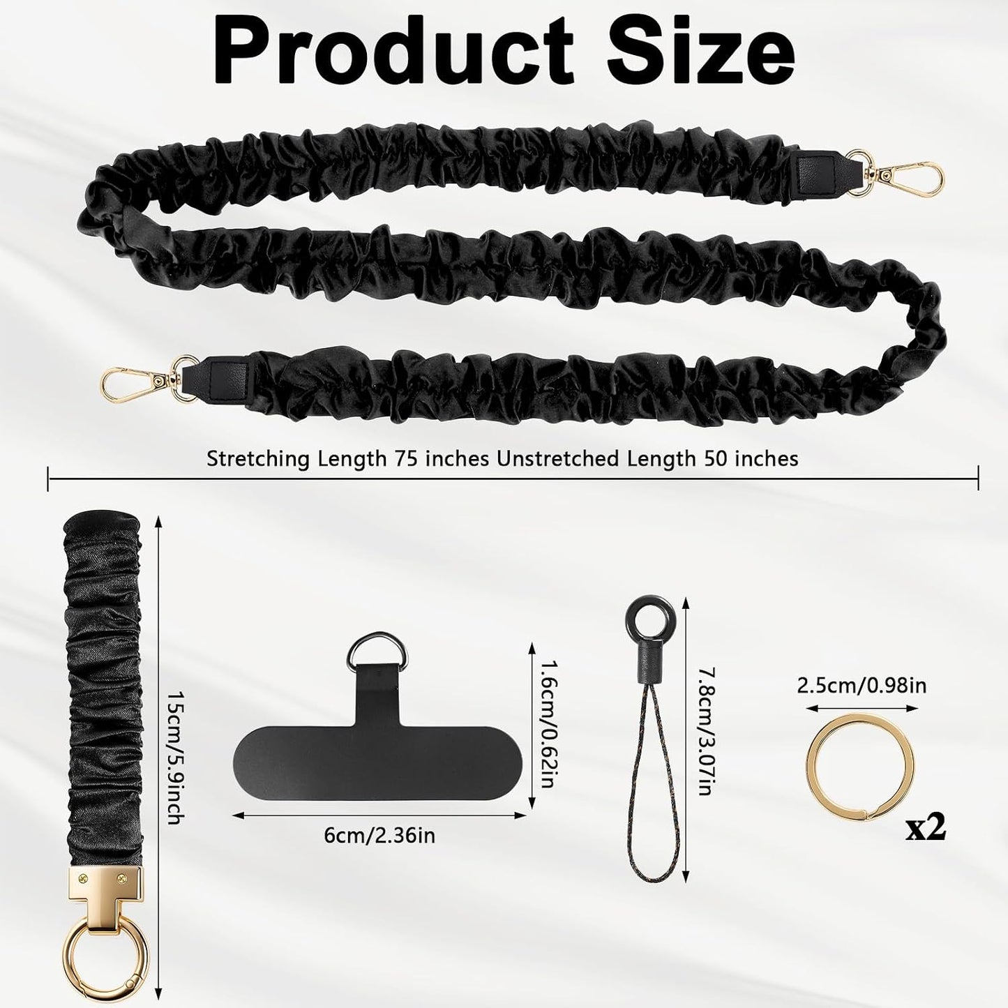 BESARME Cell Phone Lanyard Crossbody Phone Wrist Strap Scrunchie Lanyards Wristlet with Keychain Cellphone Patch Tether