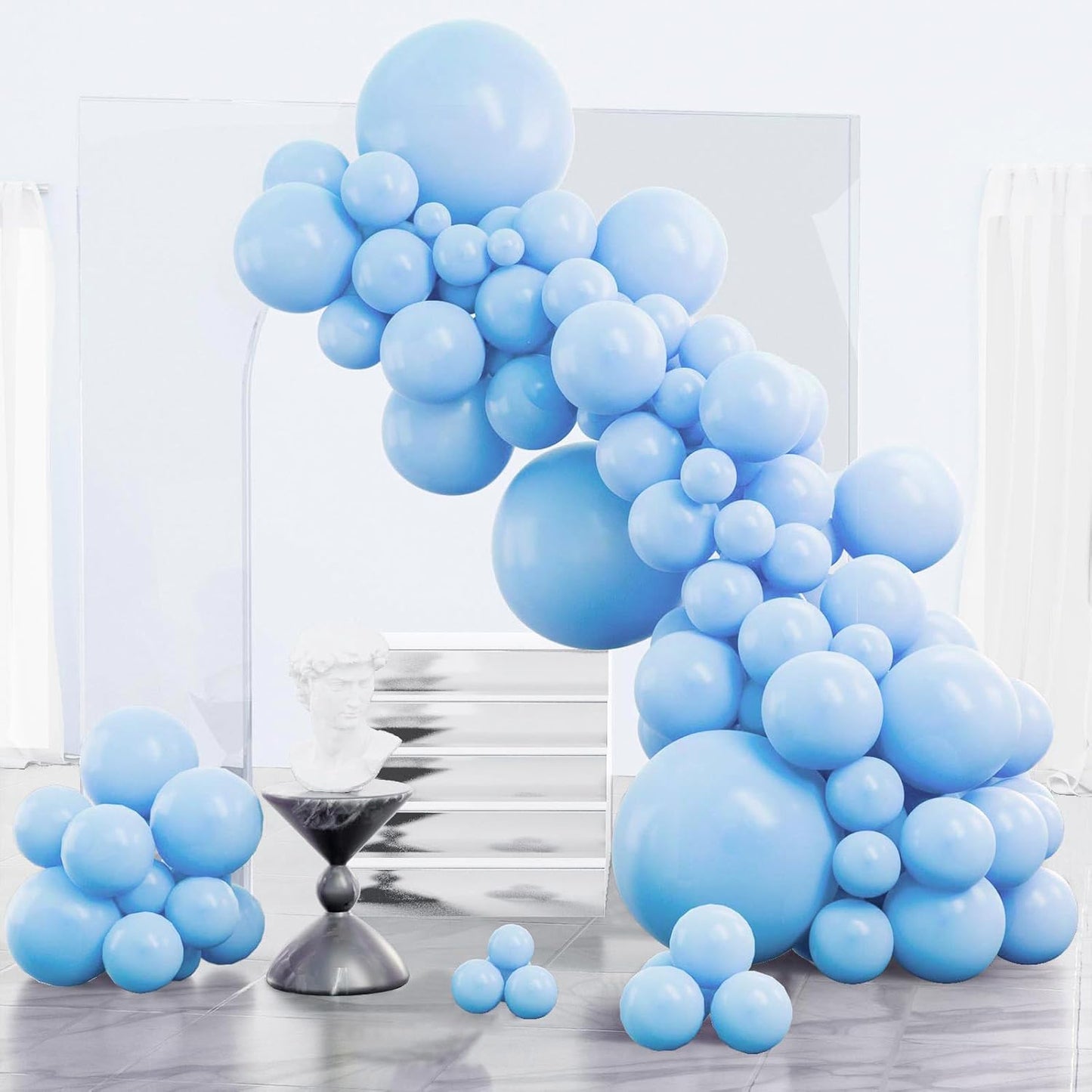 PartyWoo Light Blue Balloon Arch Kit - 85 Pcs in Various Sizes for Baby Showers & Birthdays | Aqua Blue Decor