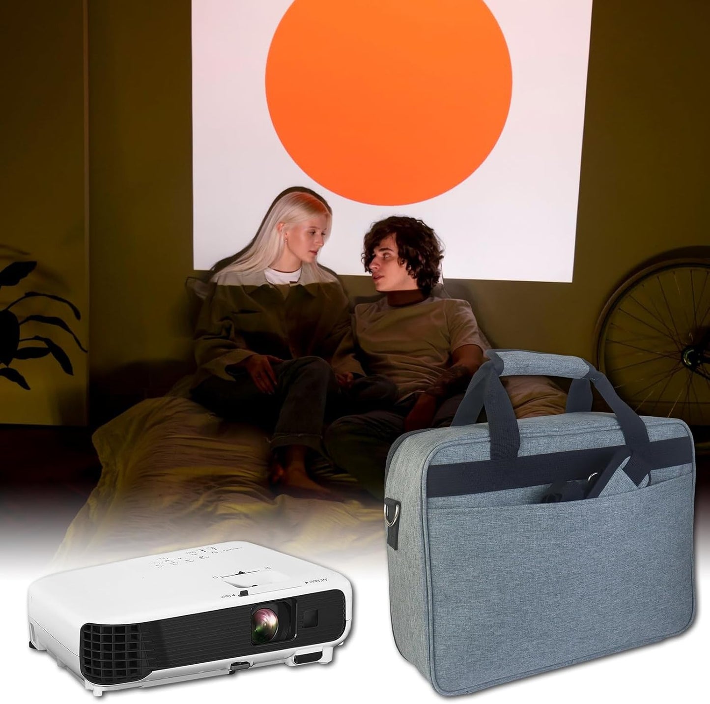 doksmeria Projector Carrying Case, Projector Bag with Accessories Storage Pockets & Adjustable Shoulder Straps